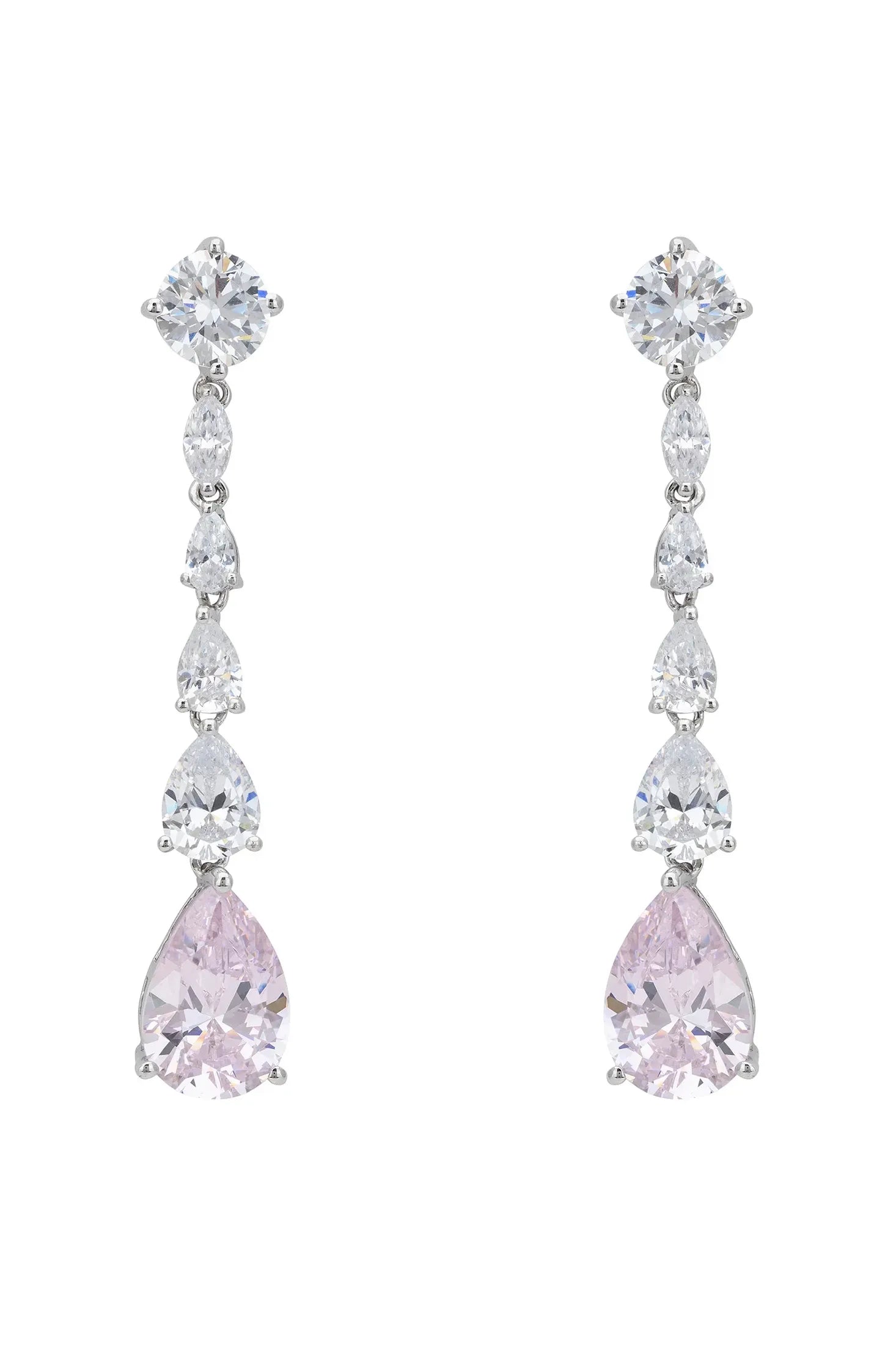 Pink gemstone diamond drop earrings.