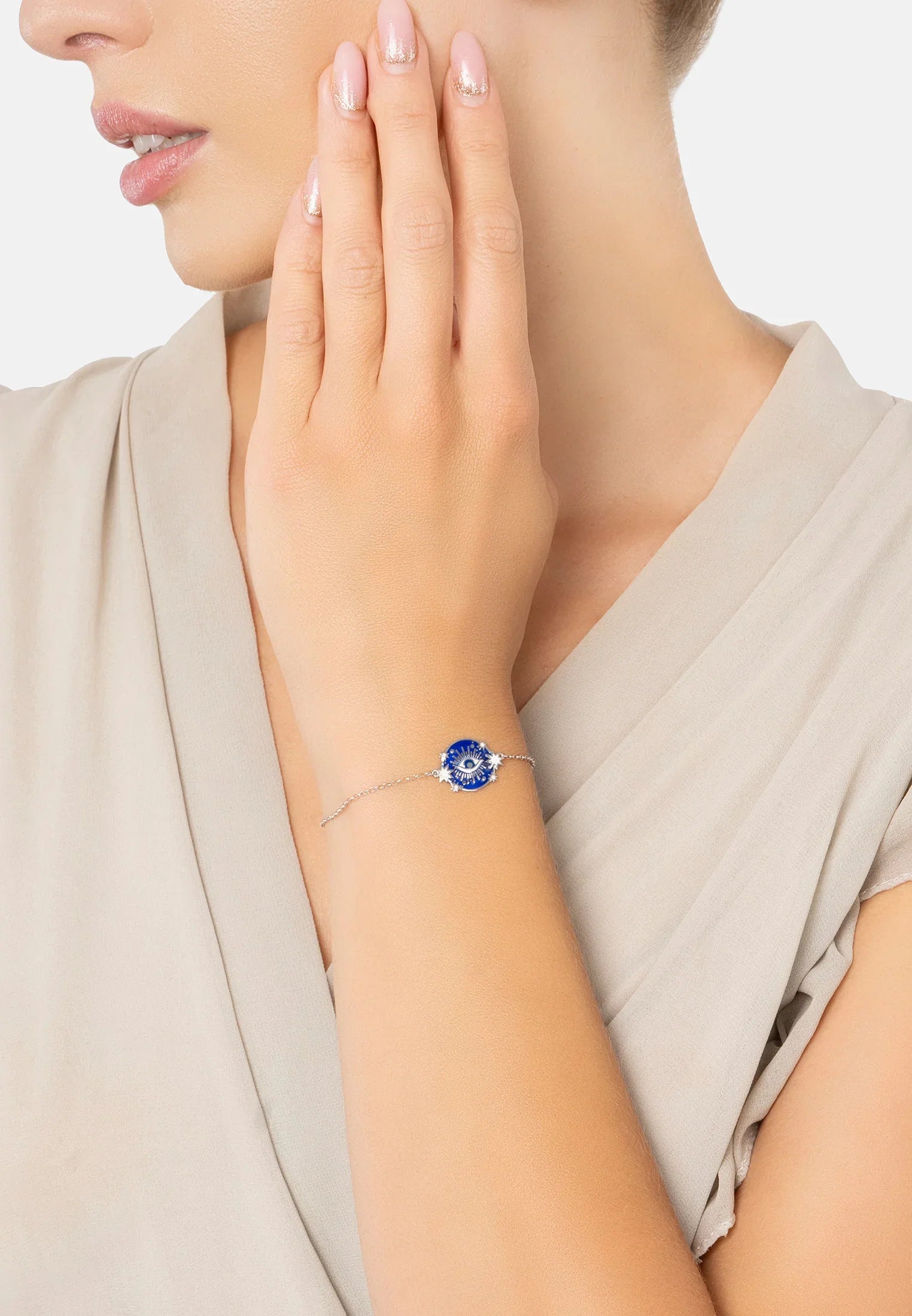 The bracelet worn by a model.