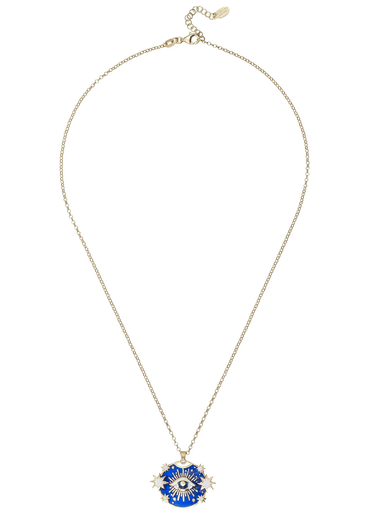 Celestial all seeing eye gold necklace.