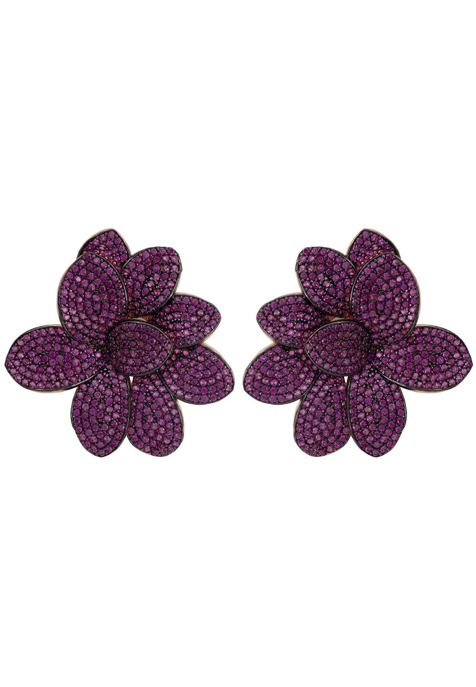 Purple flower earrings.