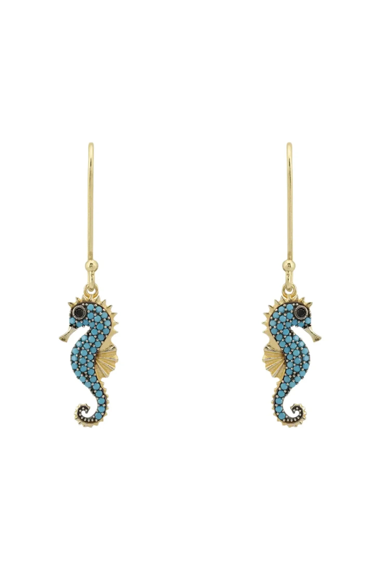 Turquoise gemstone seahorse earrings.