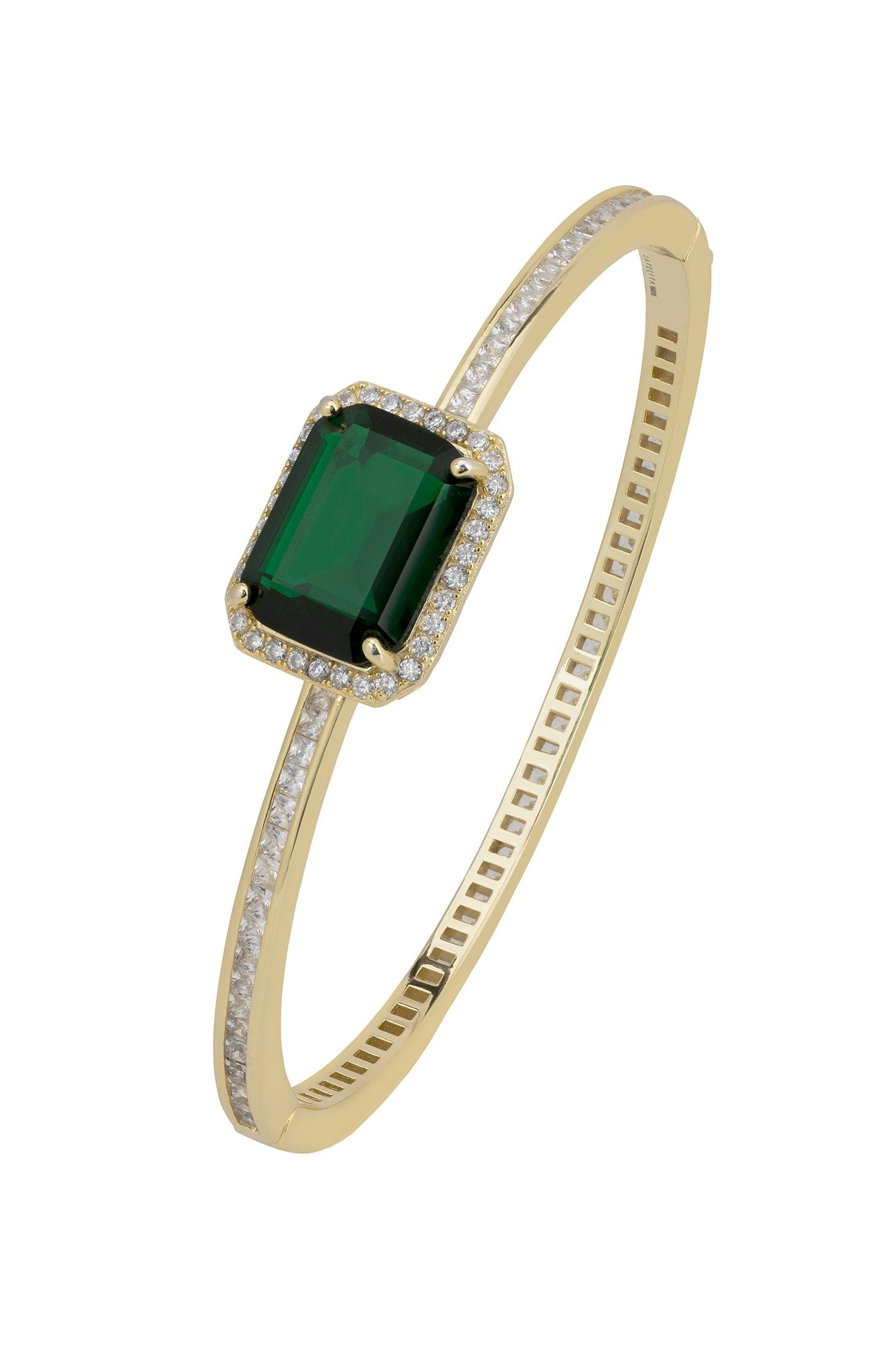 Gold and emerald bangle.