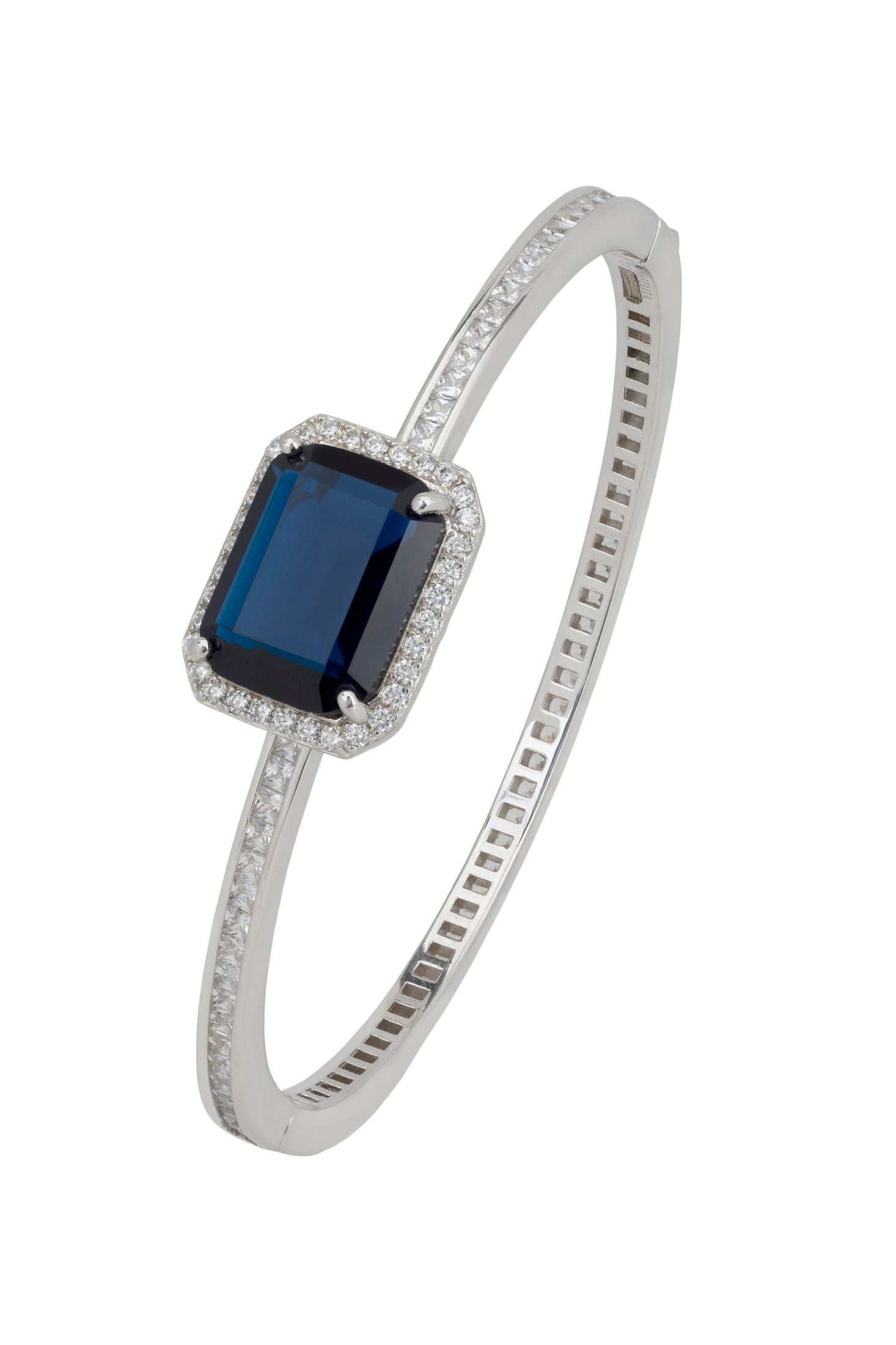 Silver and sapphire bangle.