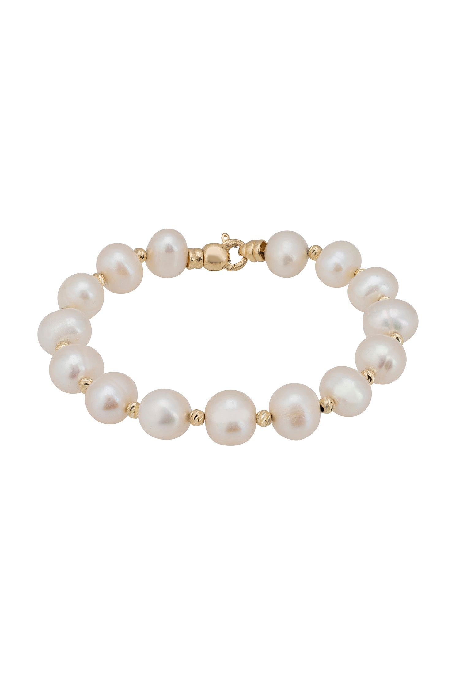 Solid 14K Gold Classic Natural Pearl Bracelet