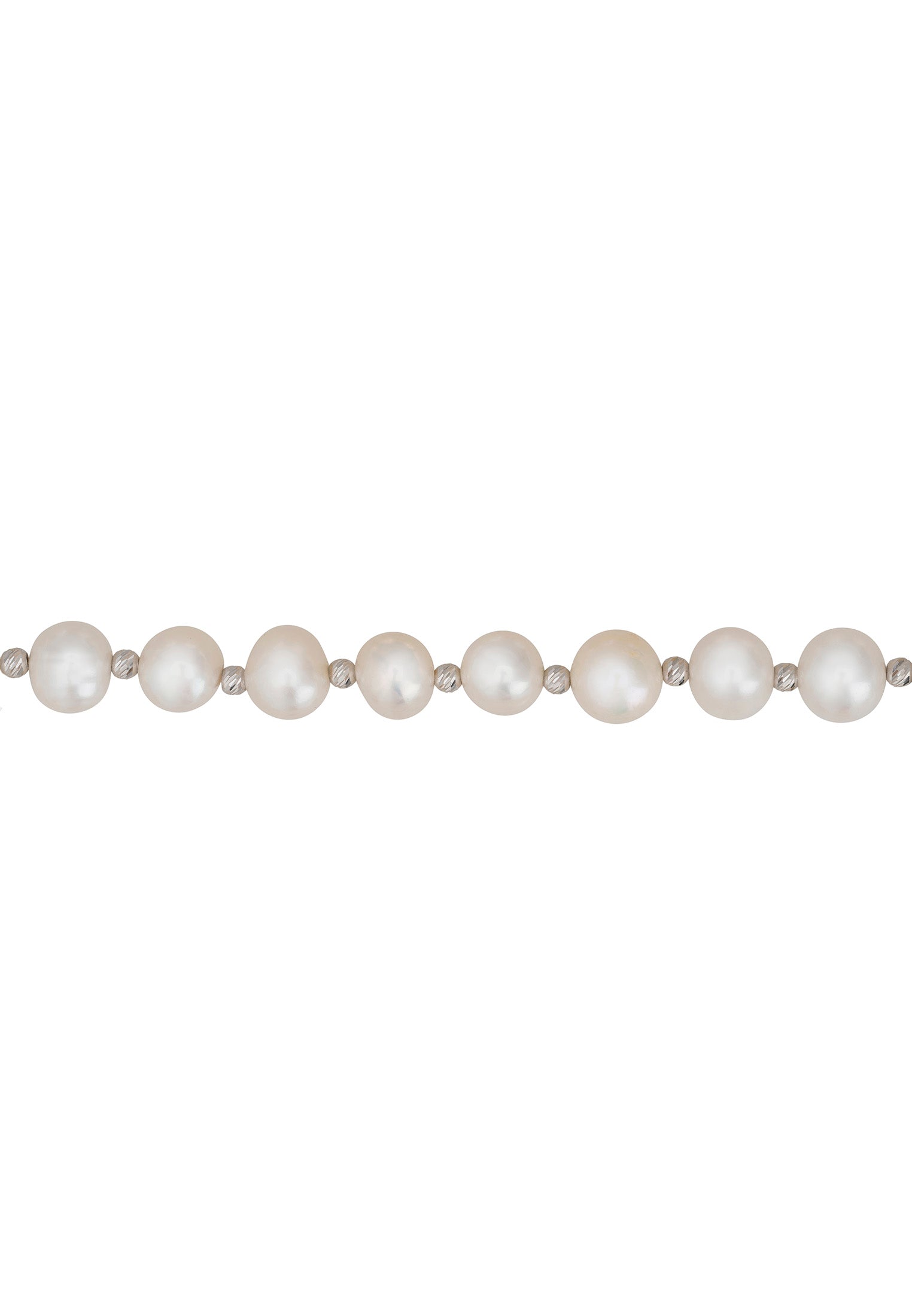 Solid 14K White Gold Classic Natural Pearl Bracelet