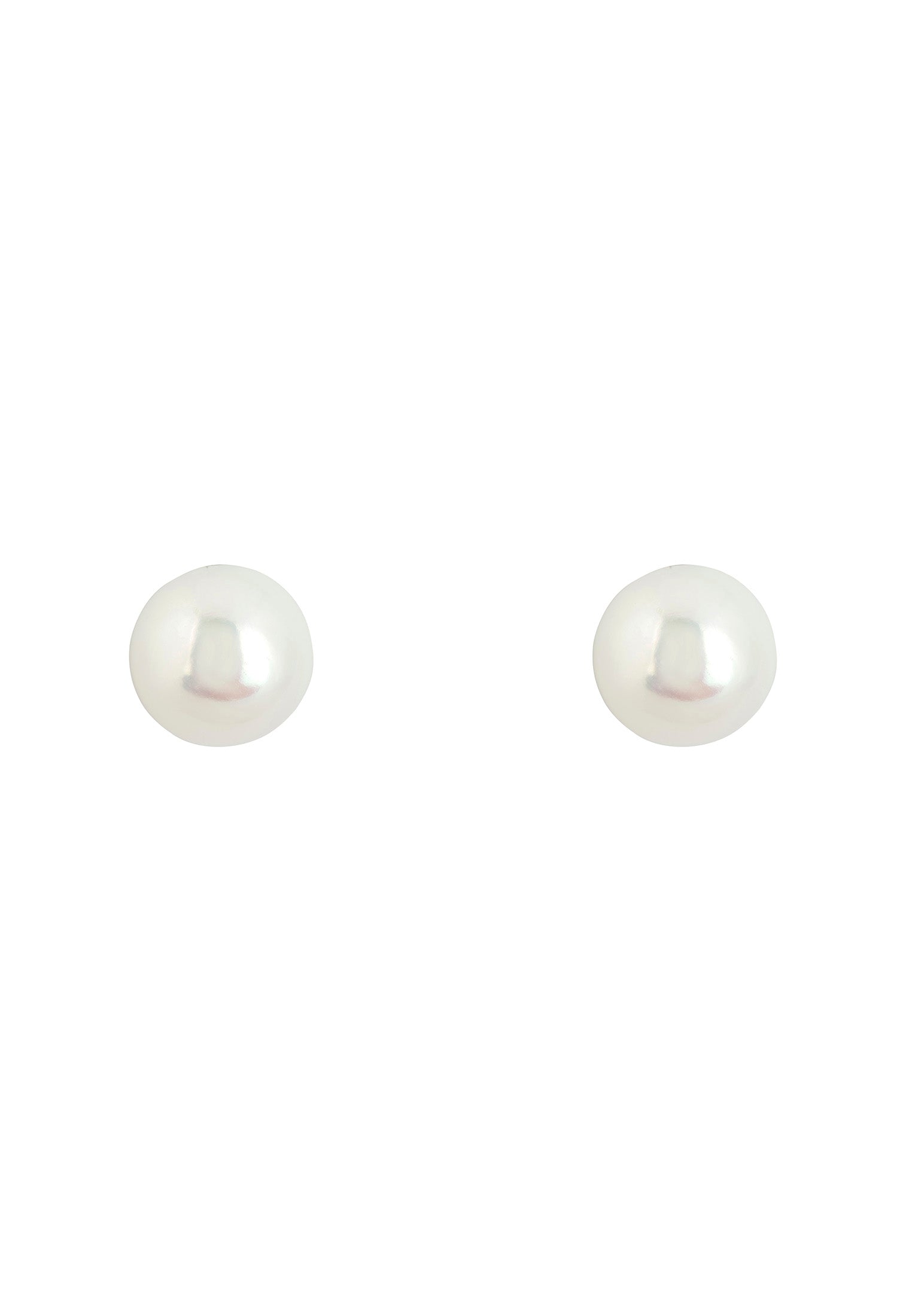 Solid 14K White Gold 8mm Classic Natural Pearl Stud Earrings