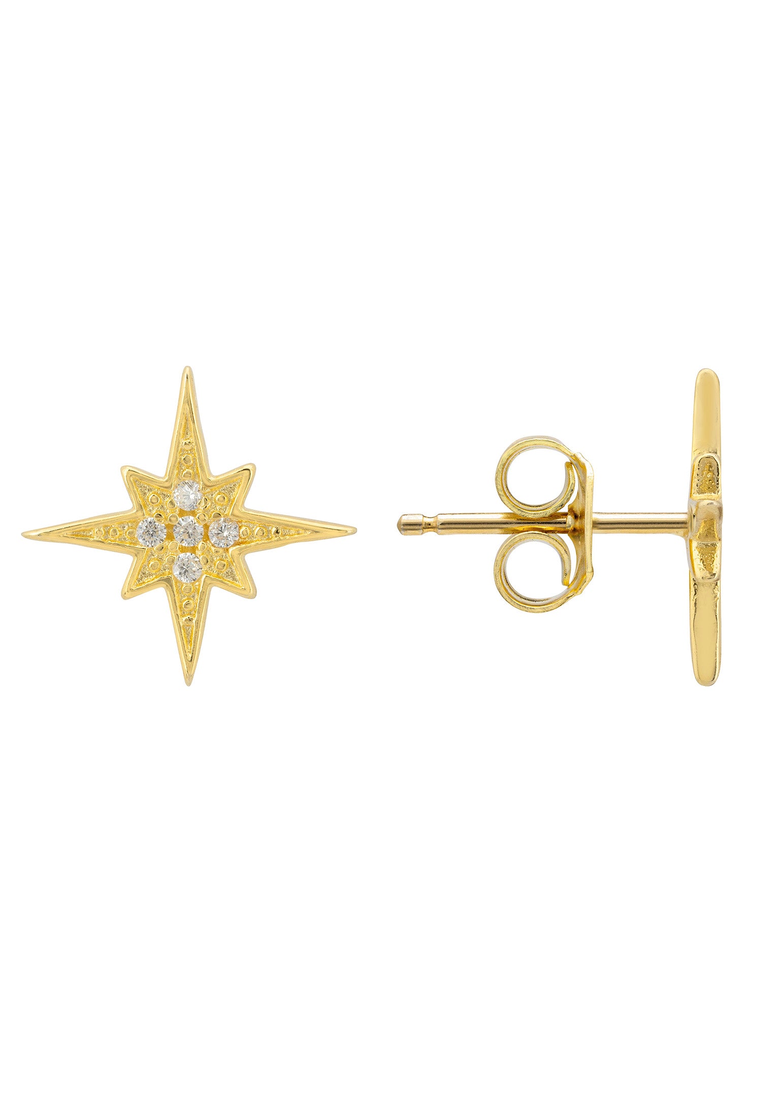 Aurora North Star Stud Earrings Gold