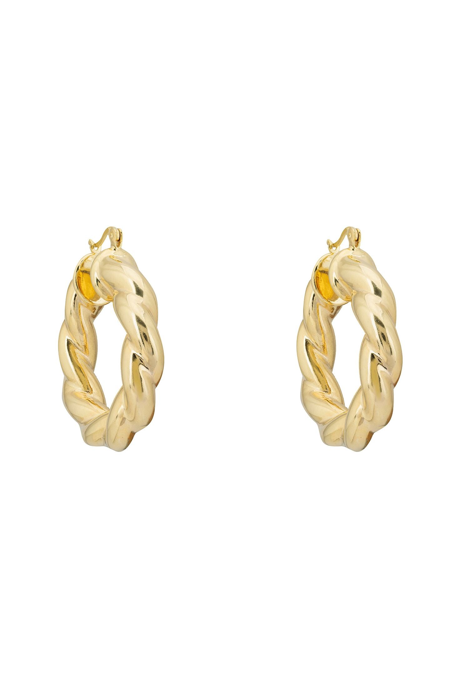 Front view of Vintage Creole Hoop Earrings Gold, showing bee design, gold finish.