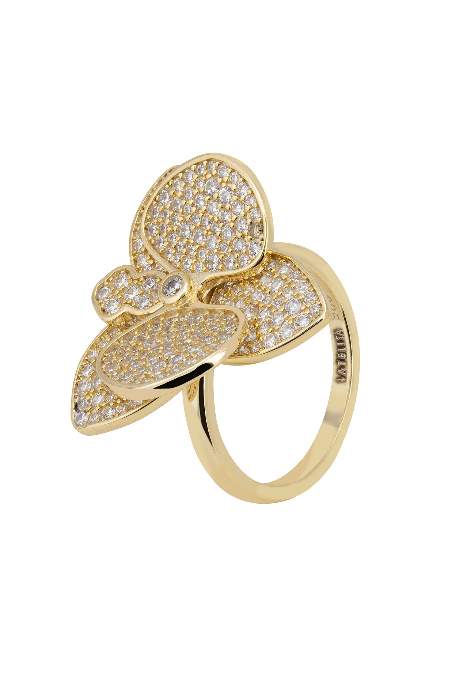 Orchid Flower Cocktail Ring Gold