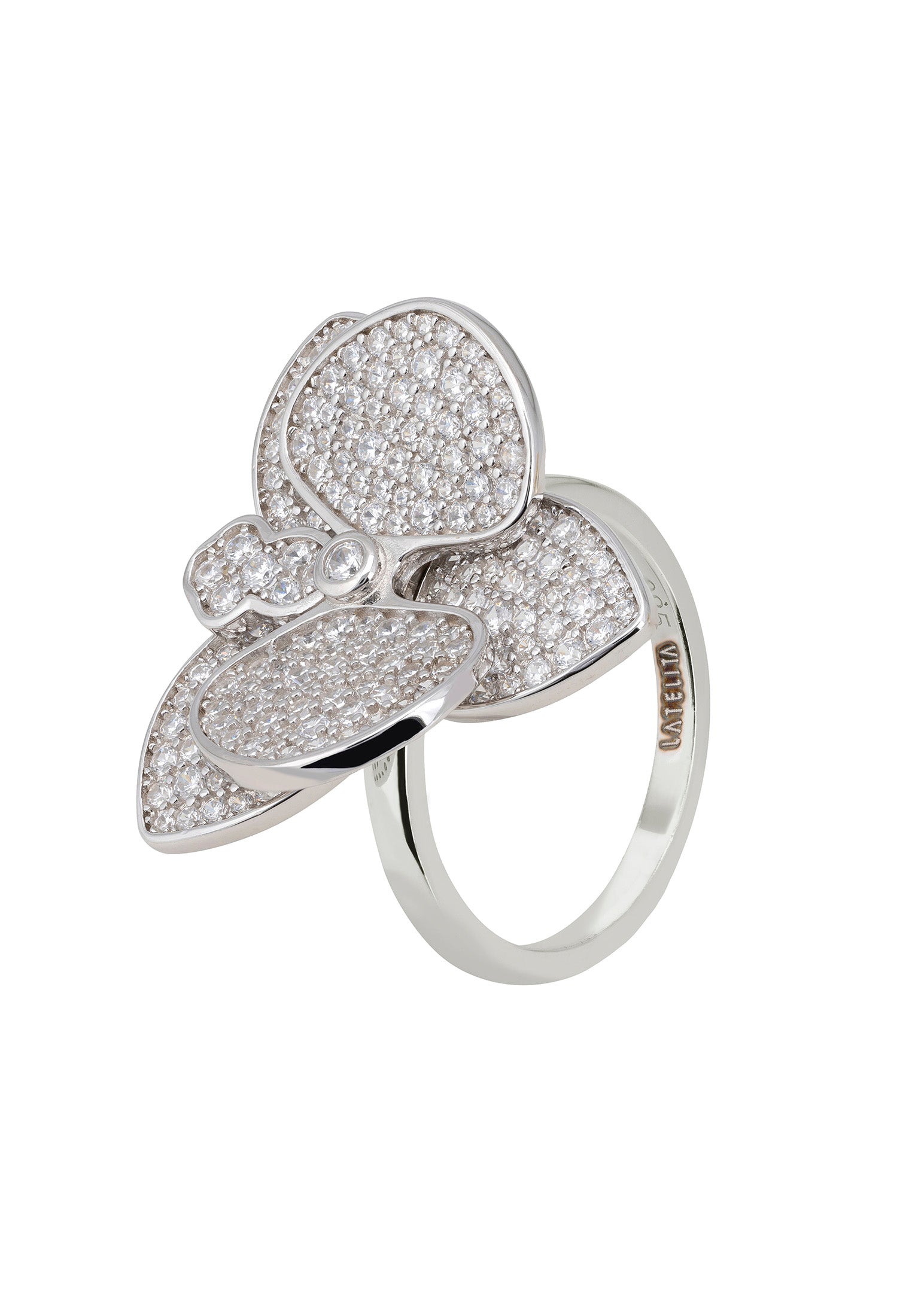 Orchid Flower Cocktail Ring Silver