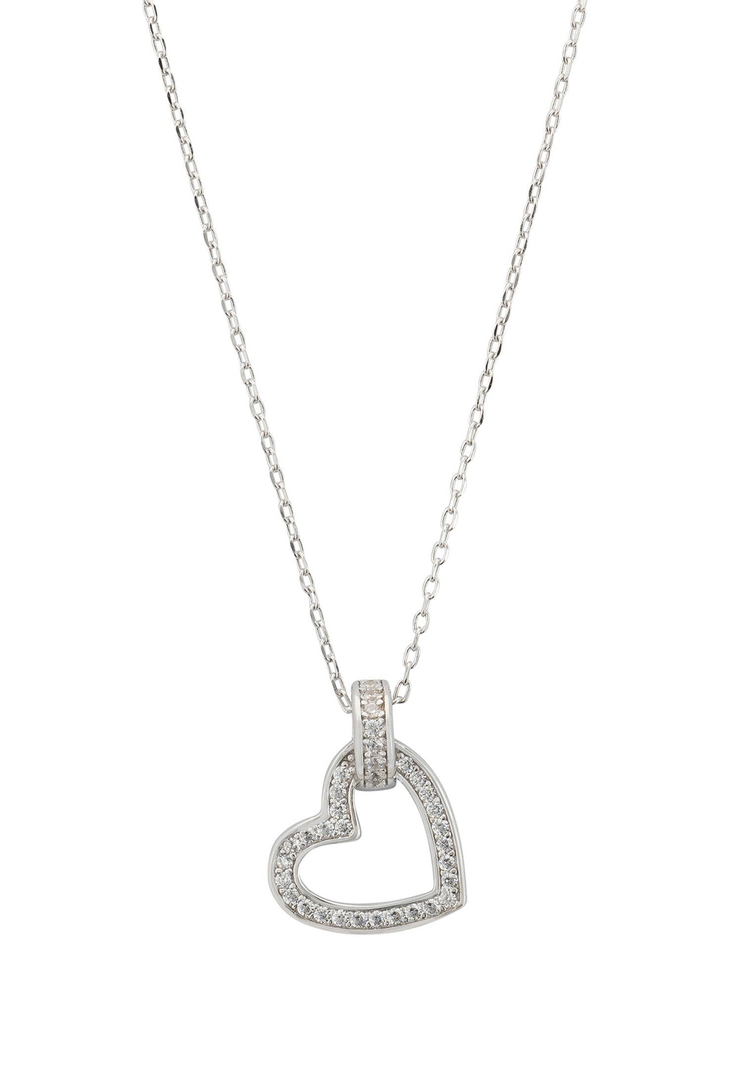 Cherished Heart Pendant Necklace Silver