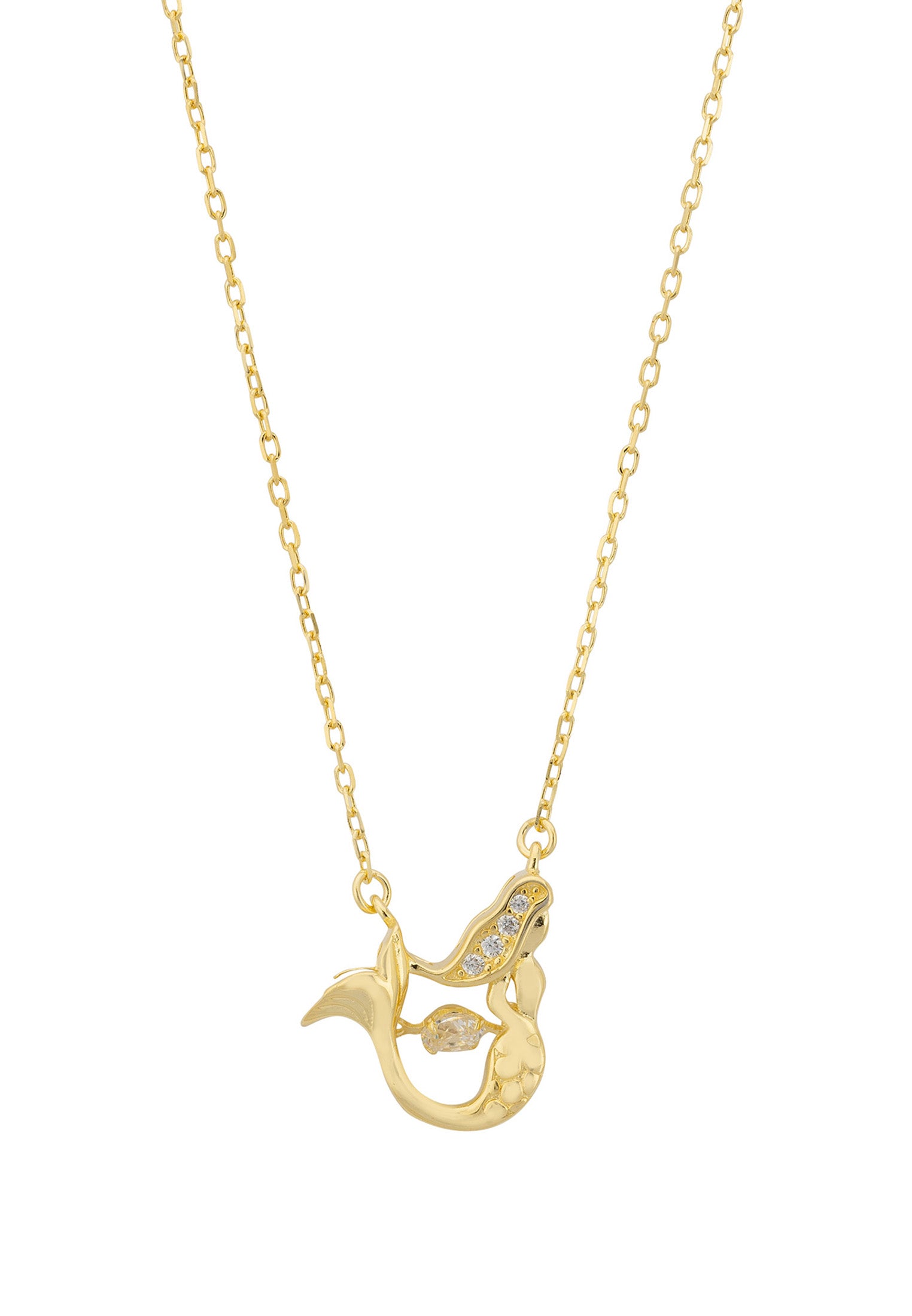 Little Mermaid Pendant Necklace Gold