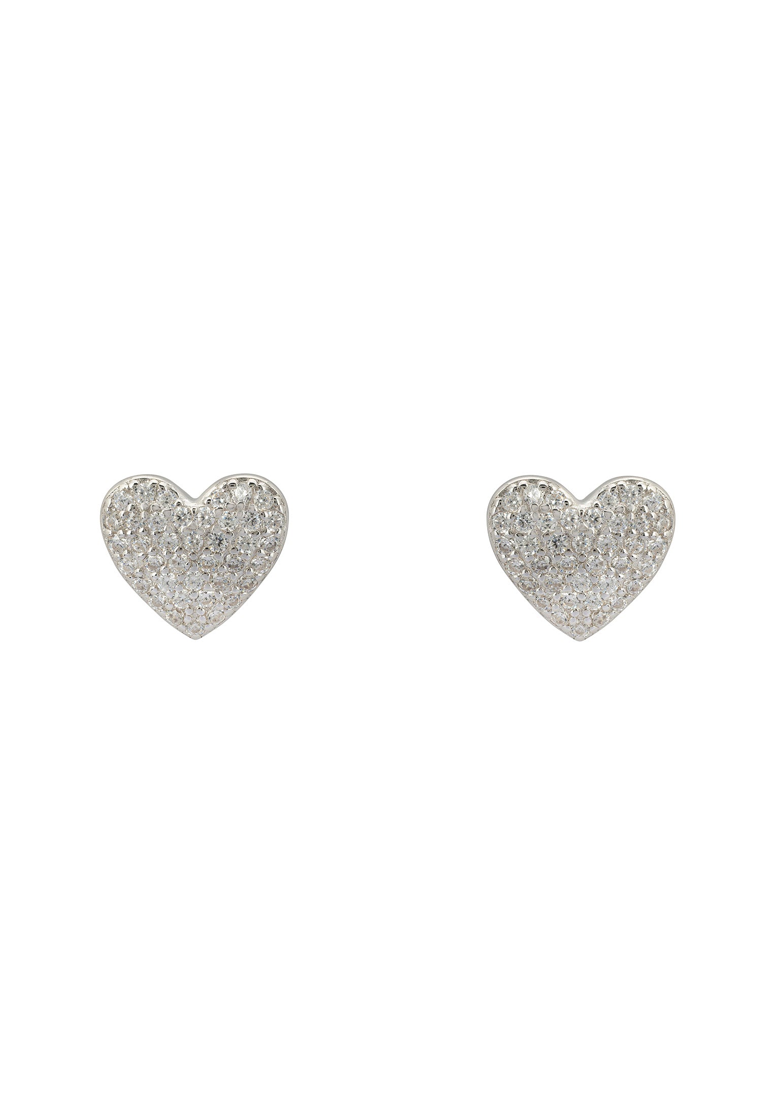 Sweetheart Sparkle Stud Earrings Silver