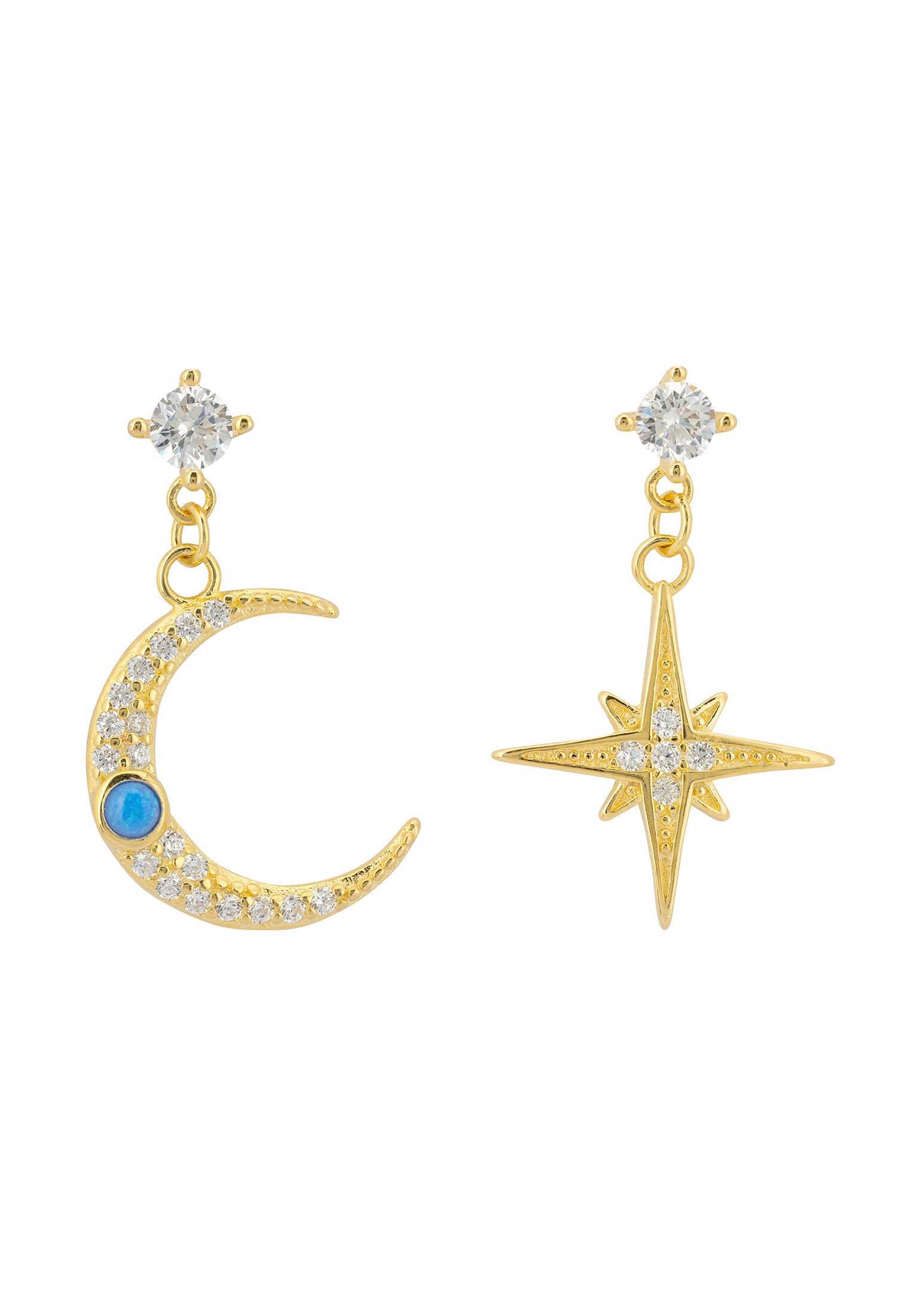 Andromeda Star And Moon Earrings Gold