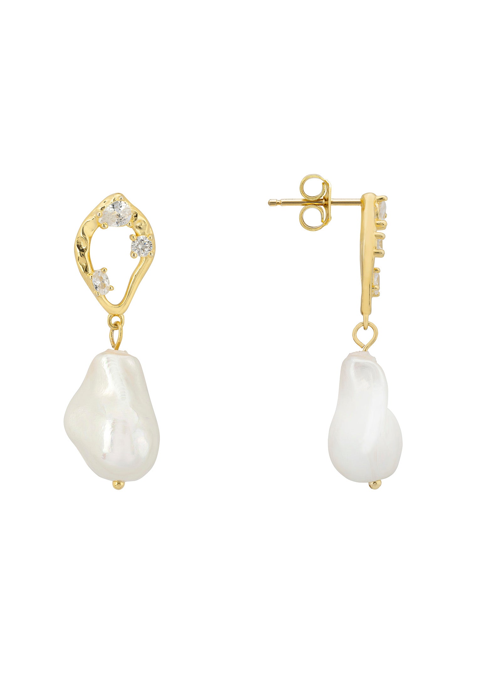 Midsummer Baroque Pearl Drop Earrings Gold