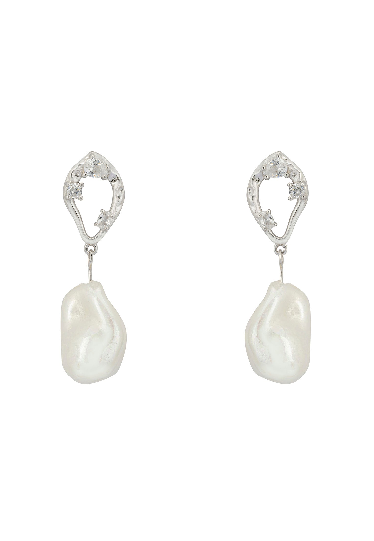 Midsummer Baroque Pearl Drop Earrings Silver