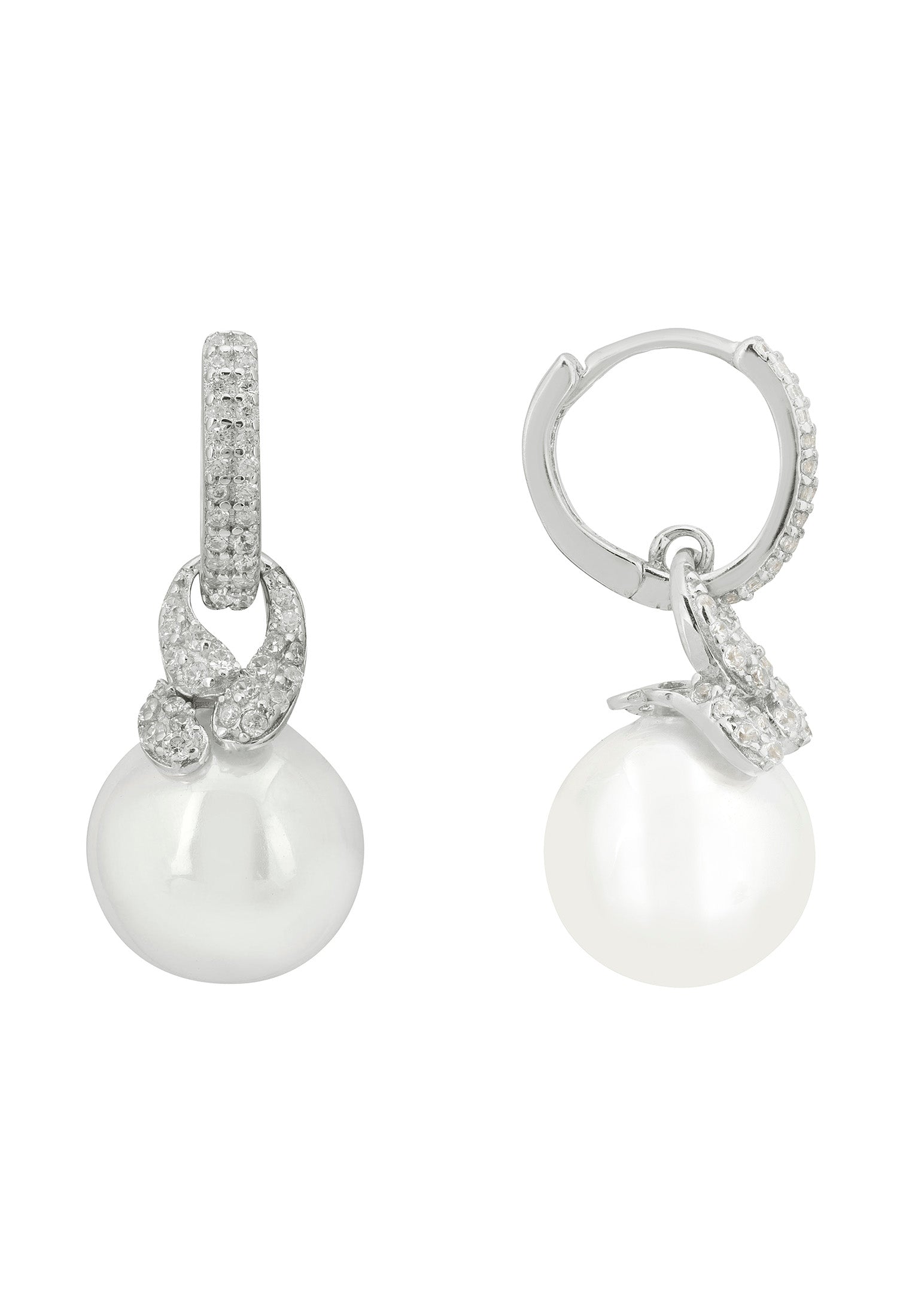 Pendientes colgantes con perlas y nudo en plata