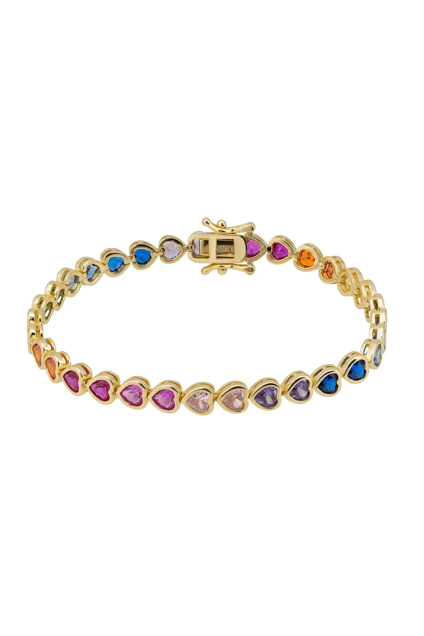 Tennisarmband mit Herzgirlande, mehrfarbig, goldfarben