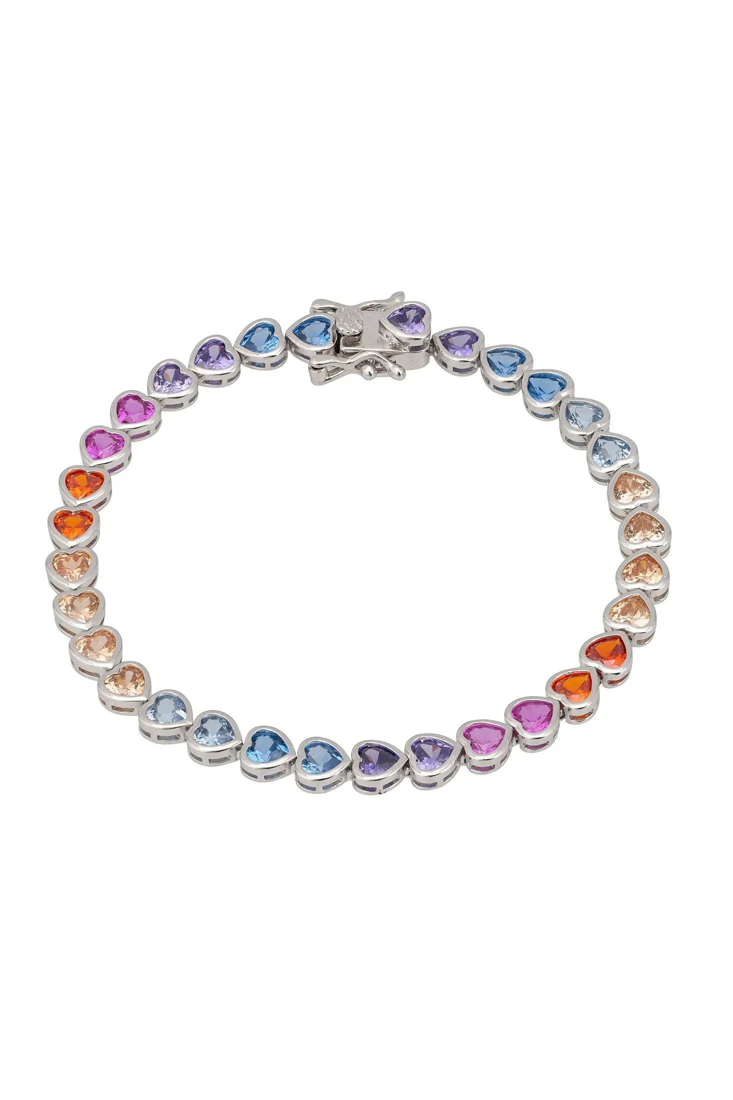 Tennisarmband mit Herzgirlande, mehrfarbig, silberfarben