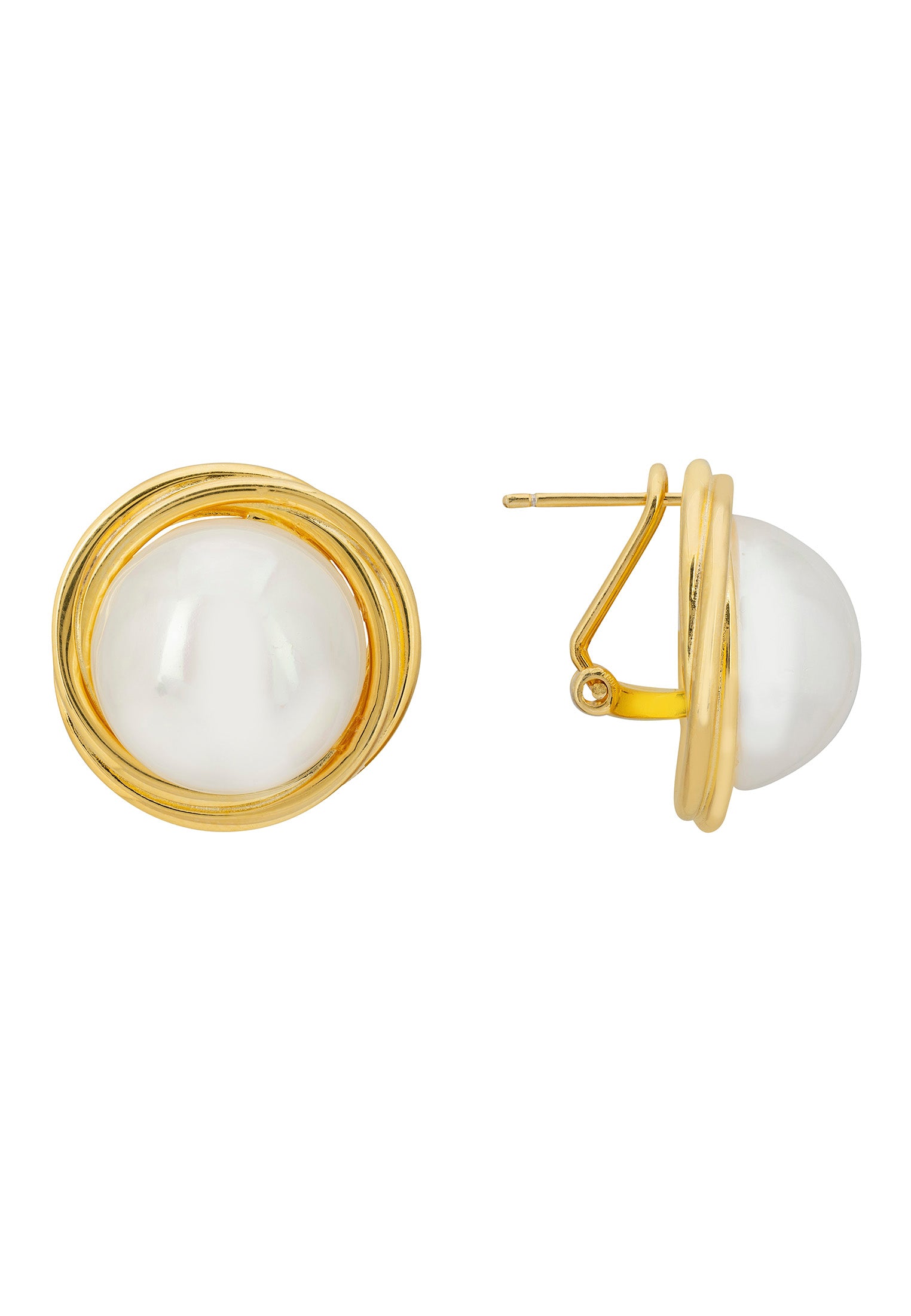 Dynasty Pearl Large Stud Earrings Gold