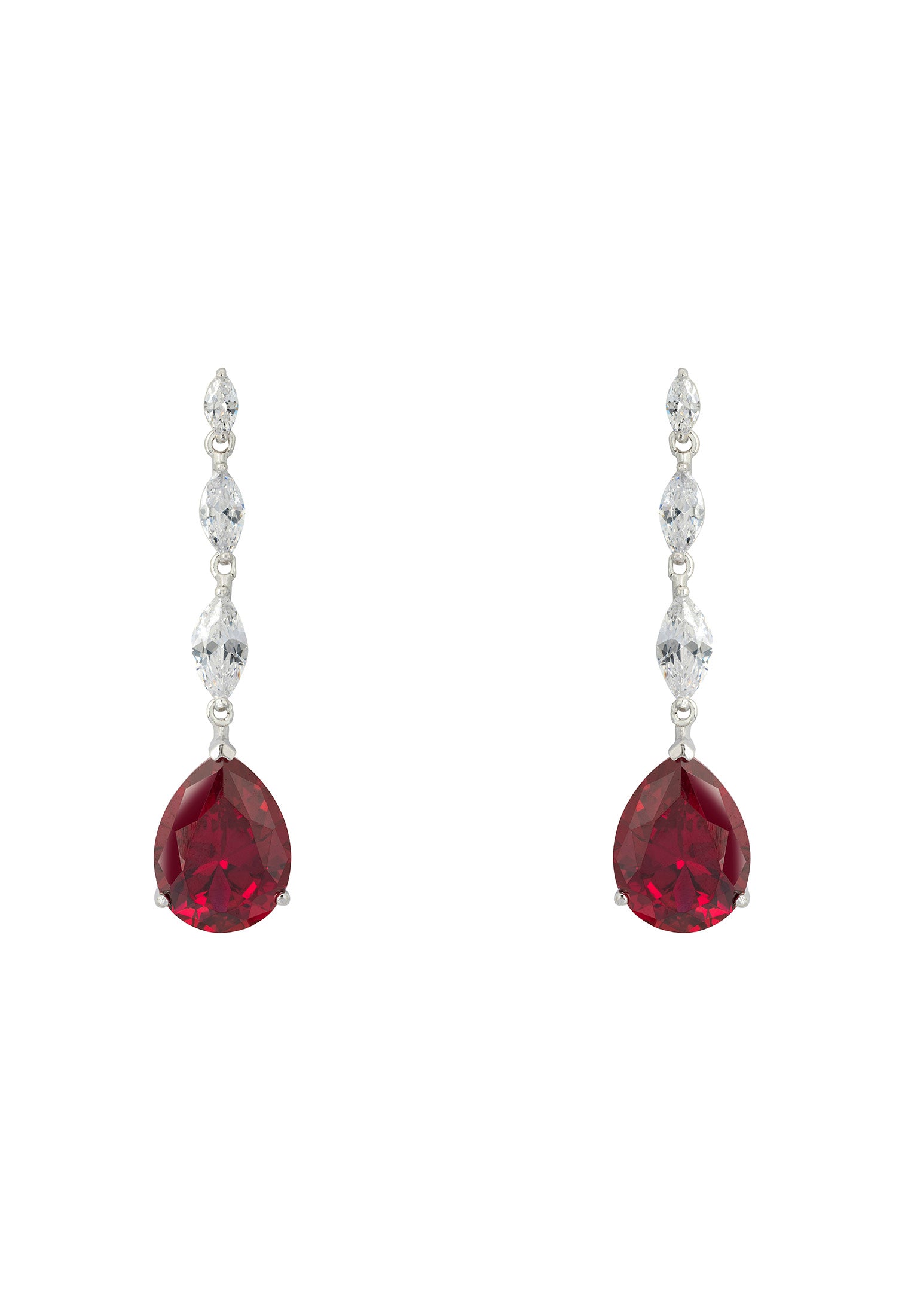 Zara Teardrop Ruby Gemstone Earrings Silver