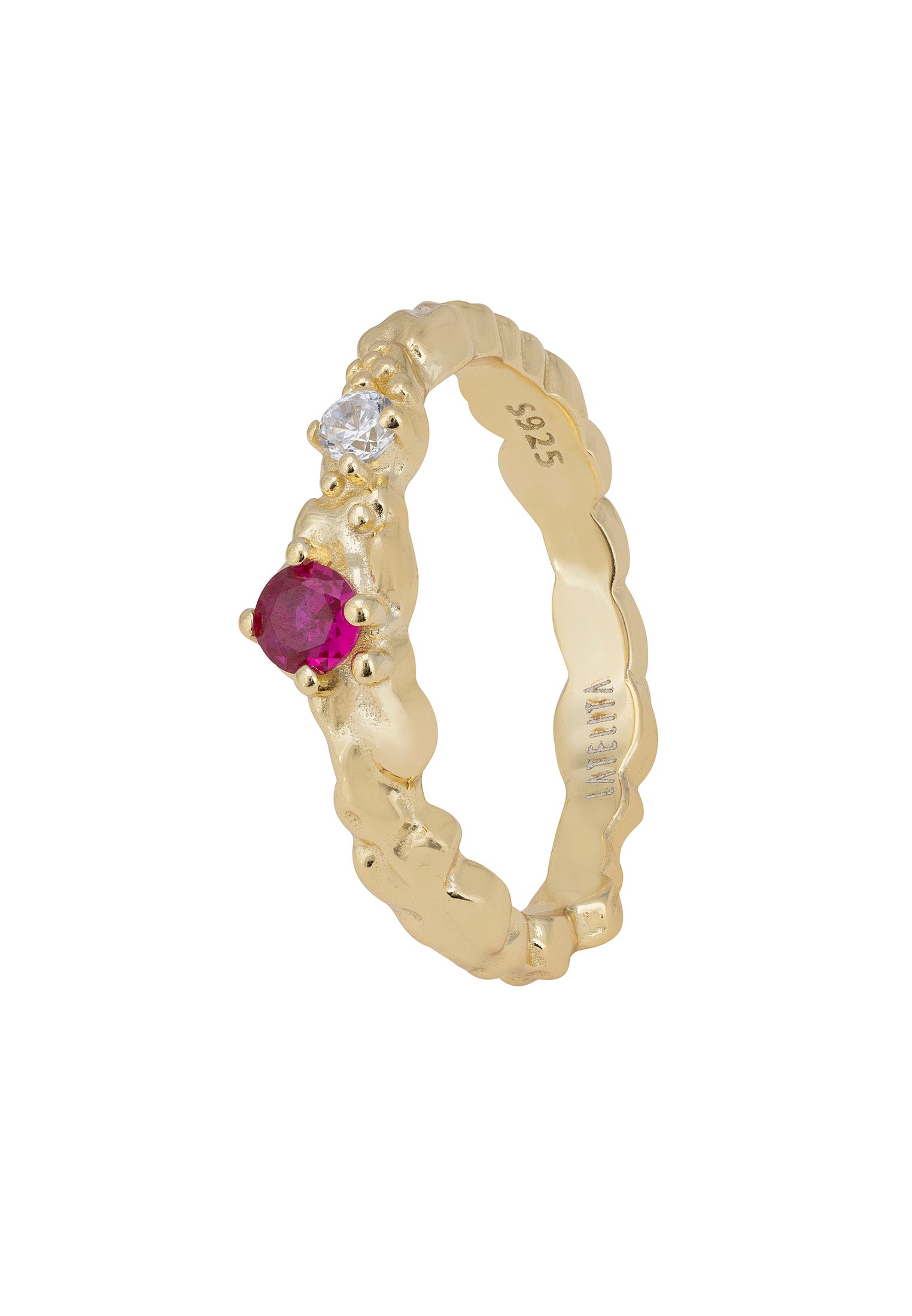 Mystical Forest Band Ring Ruby Gold