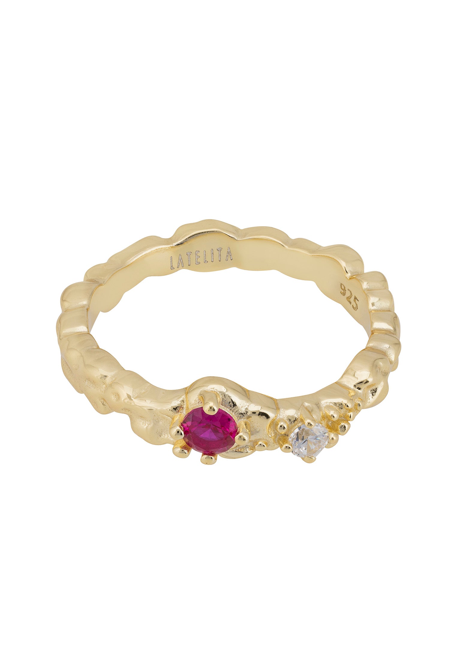 Mystical Forest Band Ring Ruby Gold