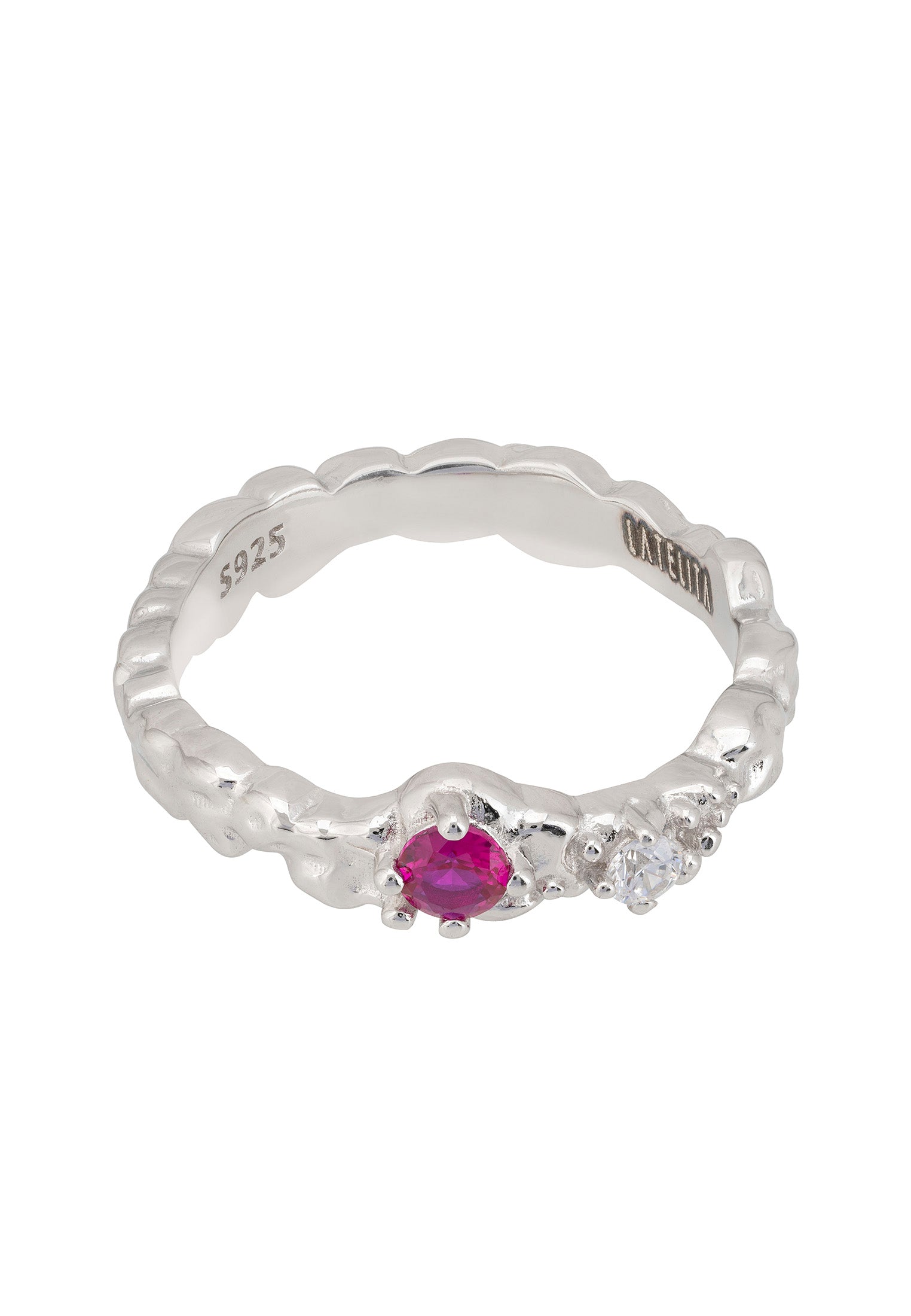 Mystical Forest Band Ring Ruby Silver