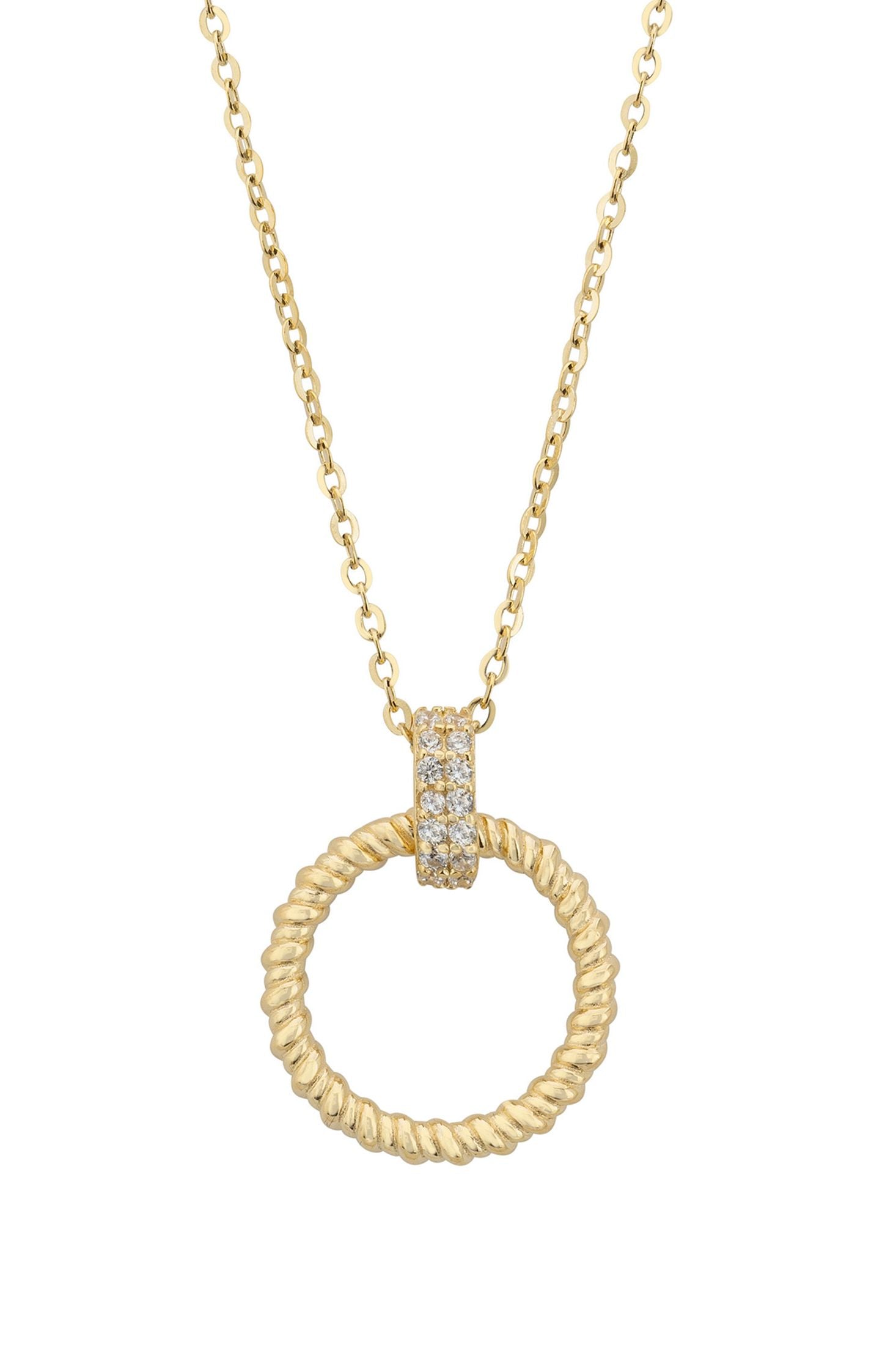 Front view of Halo Eternal Bond Pendant Necklace Gold, showing heart design, gold finish.