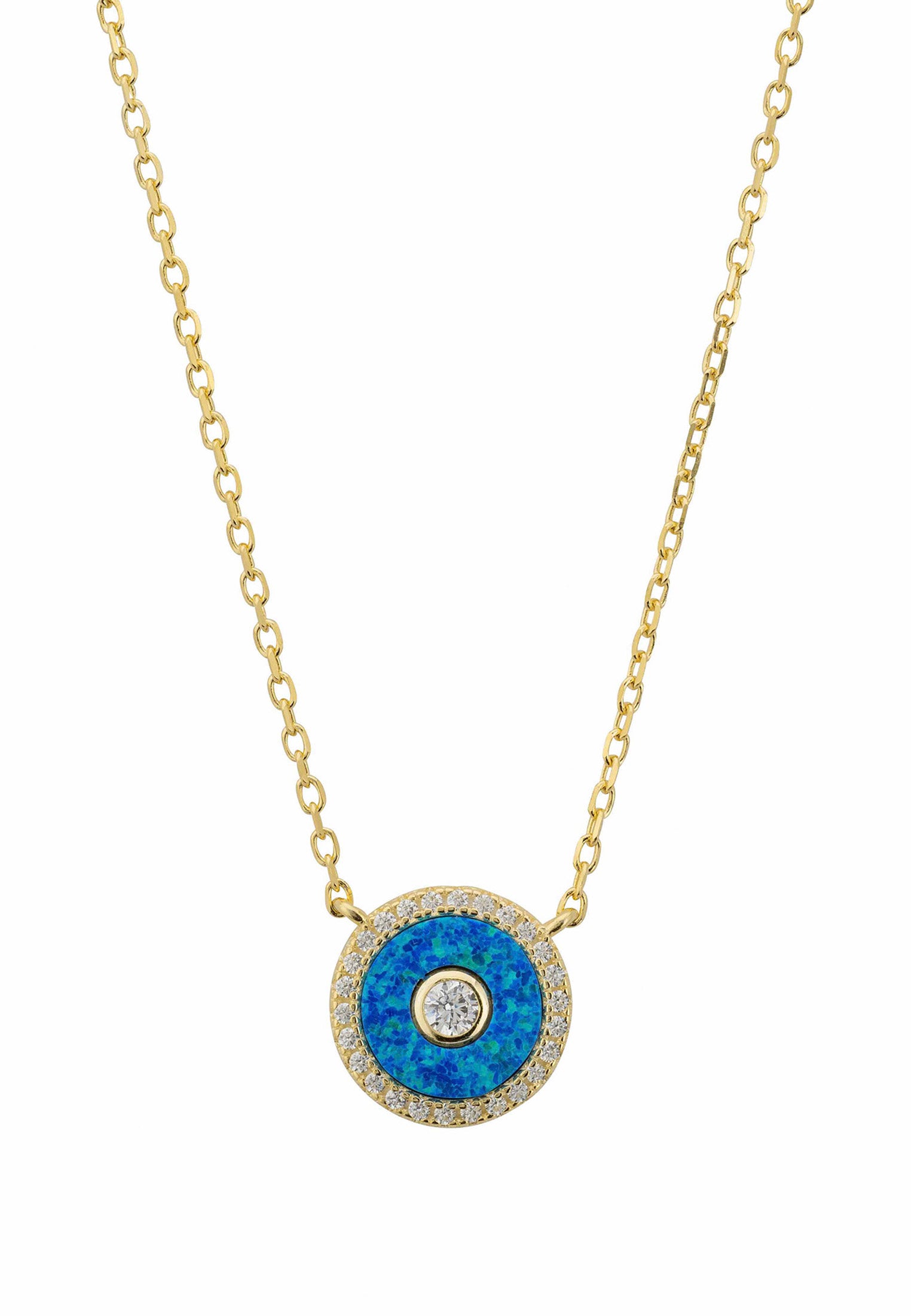 Mystique Amulet Turquoise Opalite Pendant Necklace Gold