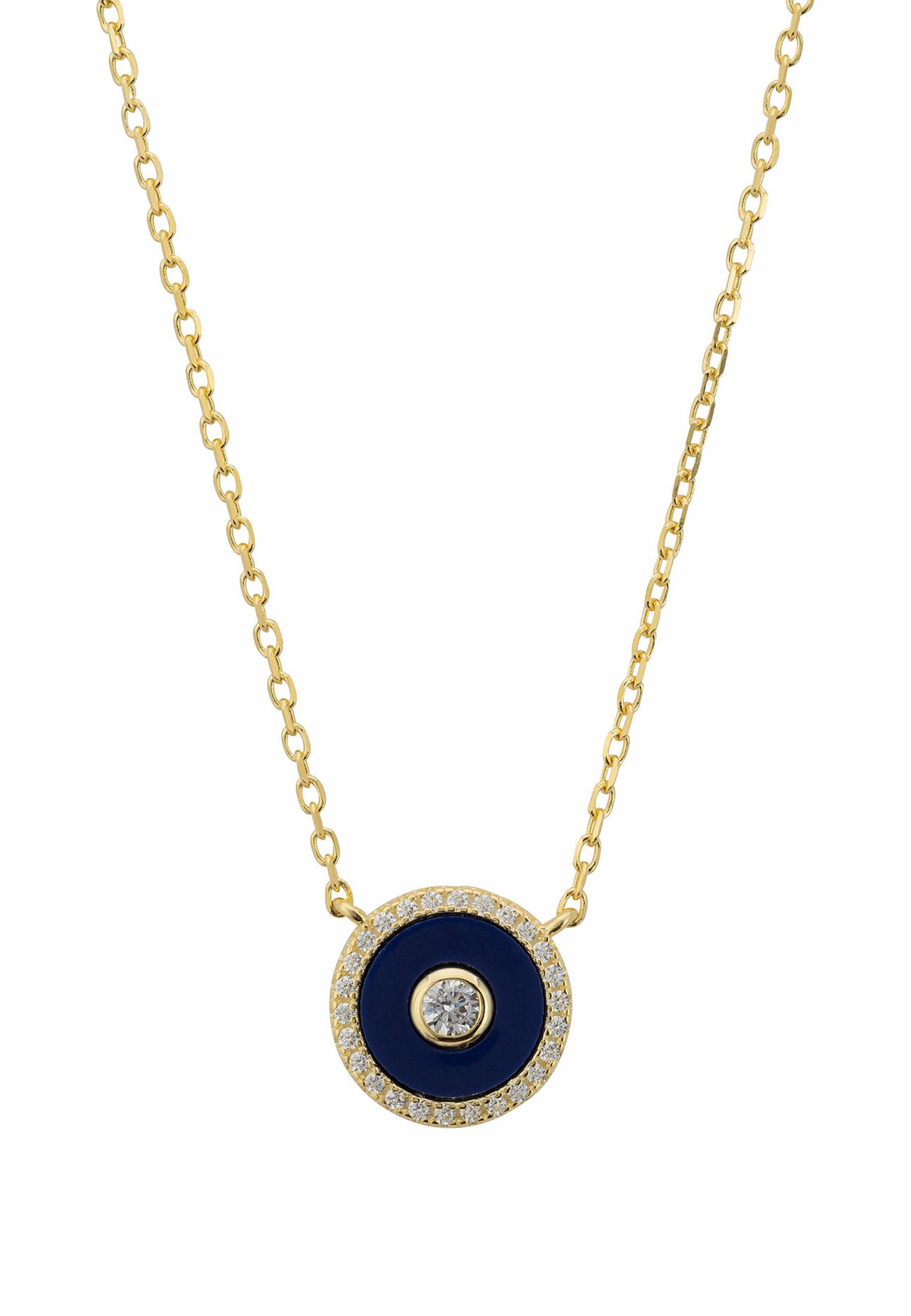Collar con colgante de lapislázuli y amuleto místico en oro