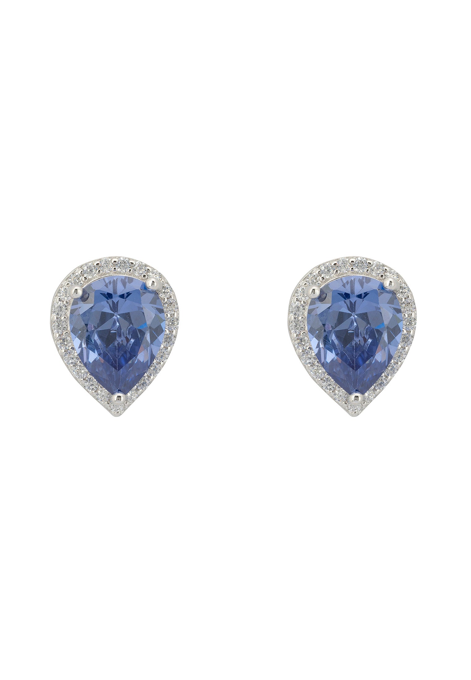 Theodora Tanzanite Teardrop Gemstone Stud Earrings Silver