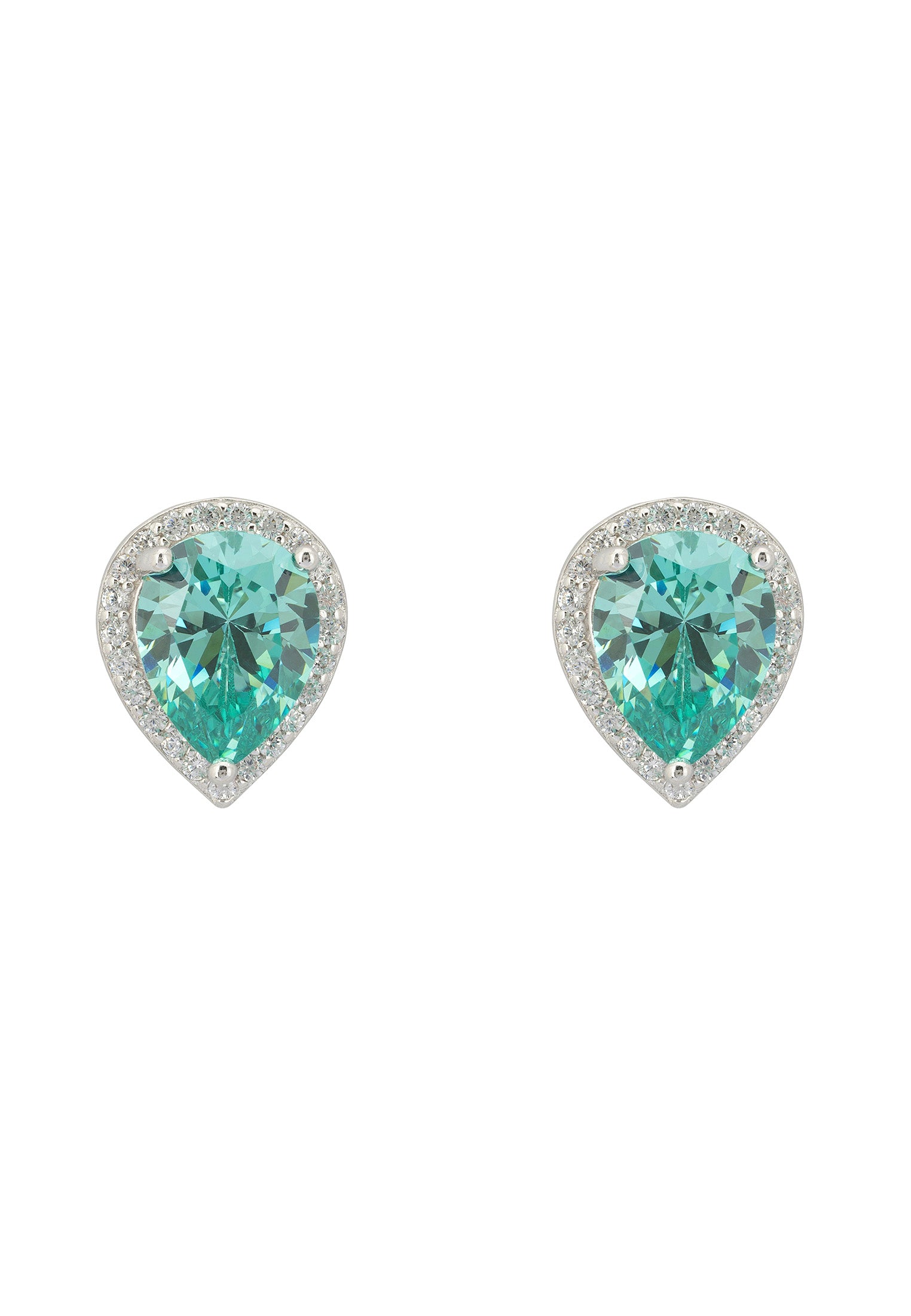 Theodora Aquamarine Teardrop Gemstone Stud Earrings Silver