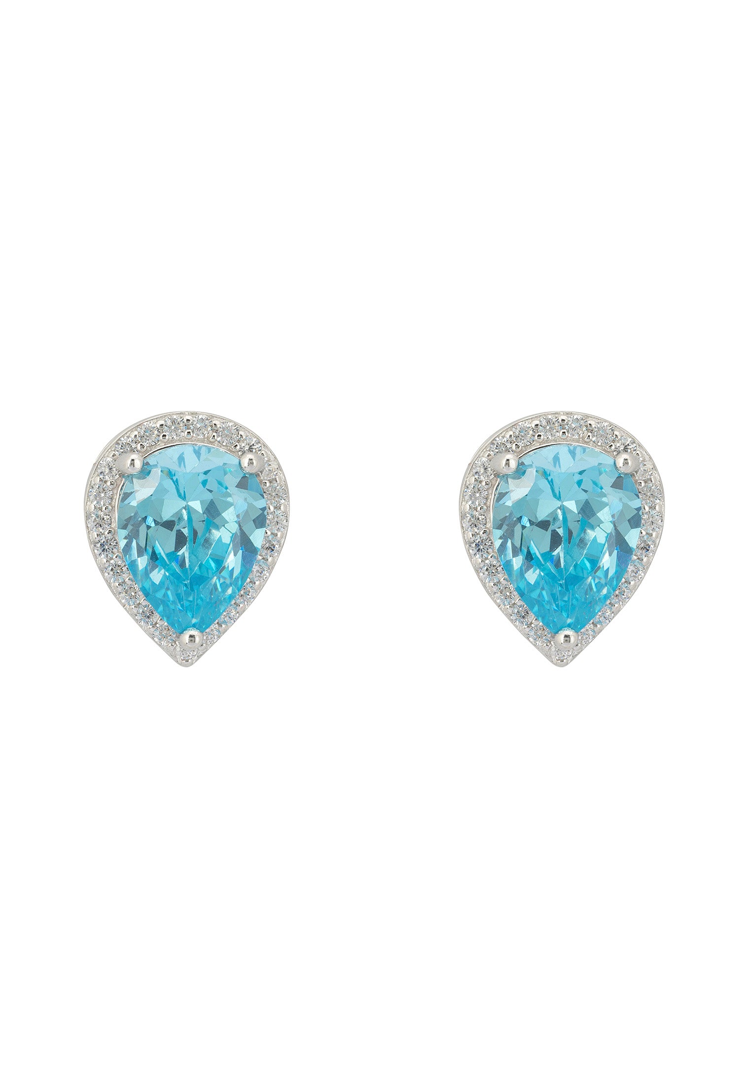 Theodora Blue Topaz Teardrop Gemstone Stud Earrings Silver