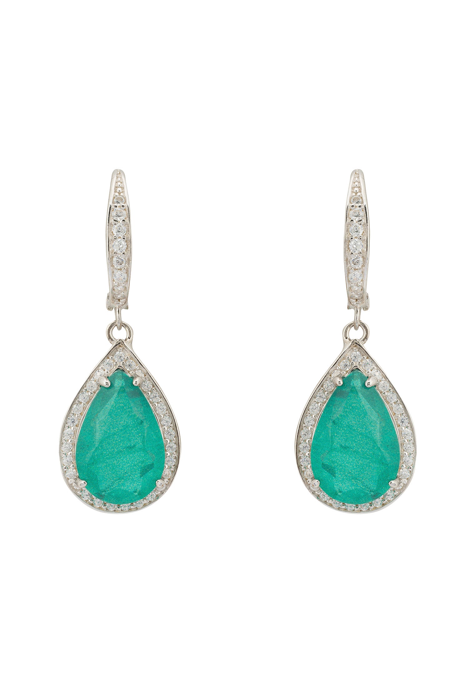 Giselle Drop Earrings Colombian Emerald Silver