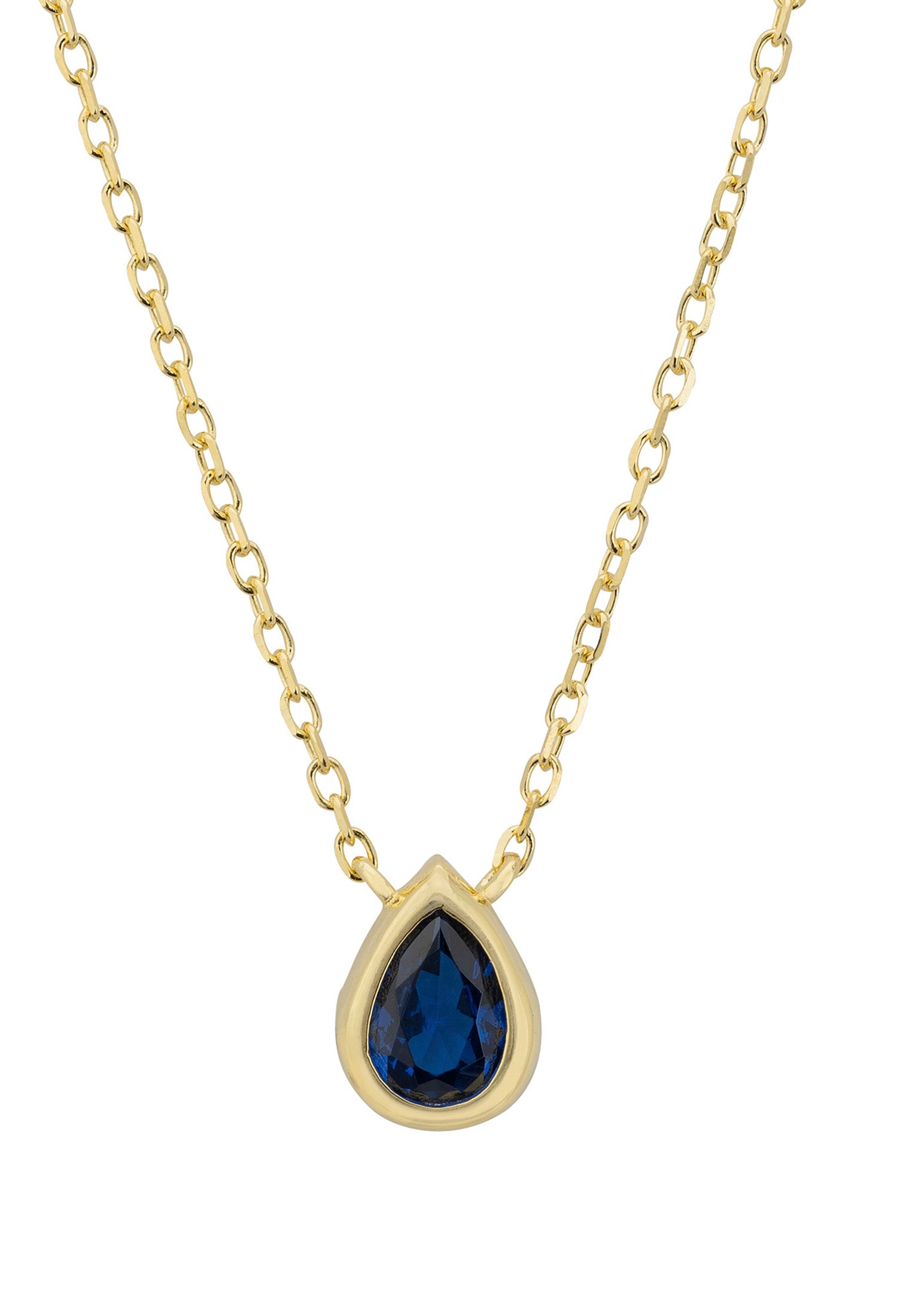 Harriett Mini Teardrop Sapphire Pendant Necklace Gold