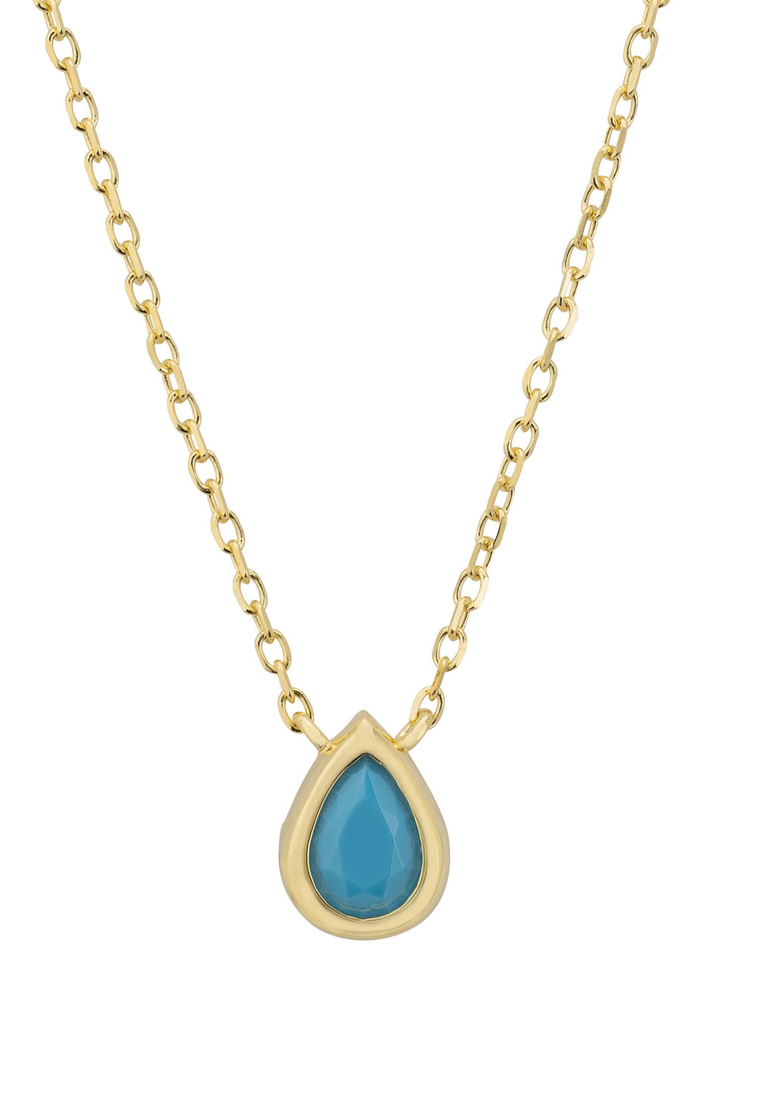 Harriett Mini Teardrop Turquoise Pendant Necklace Gold