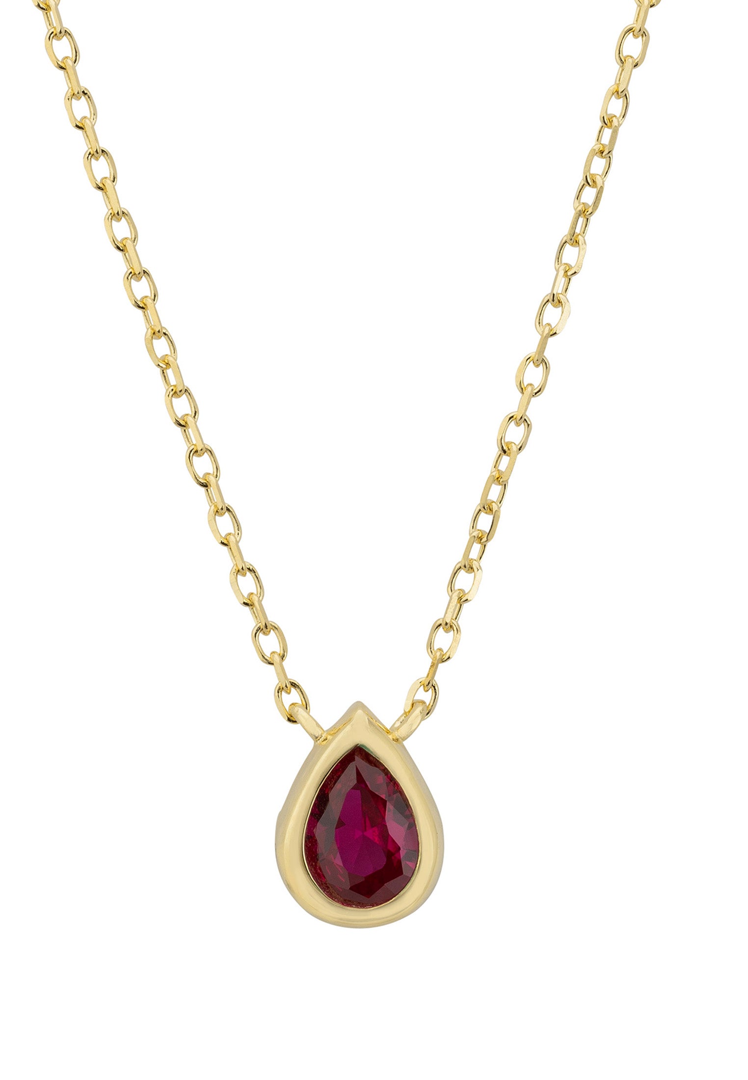 Harriett Mini Teardrop Ruby Pendant Necklace Gold