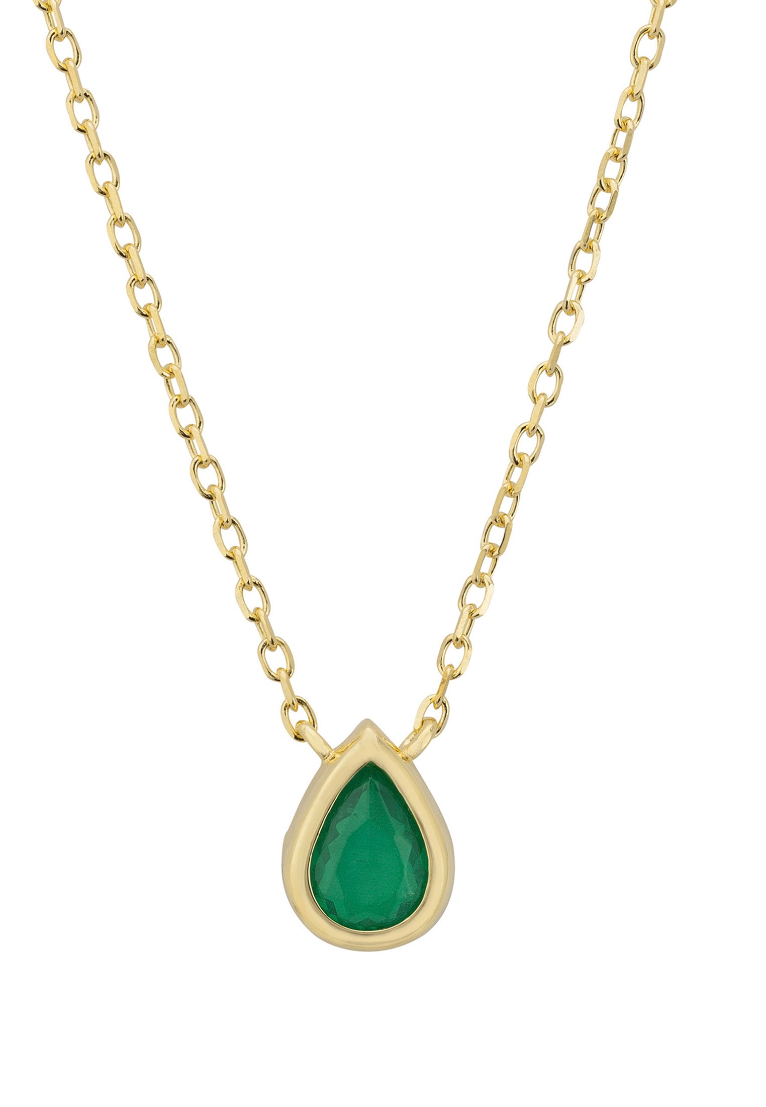 Harriett Mini Teardrop Colombian Emerald Pendant Necklace Gold