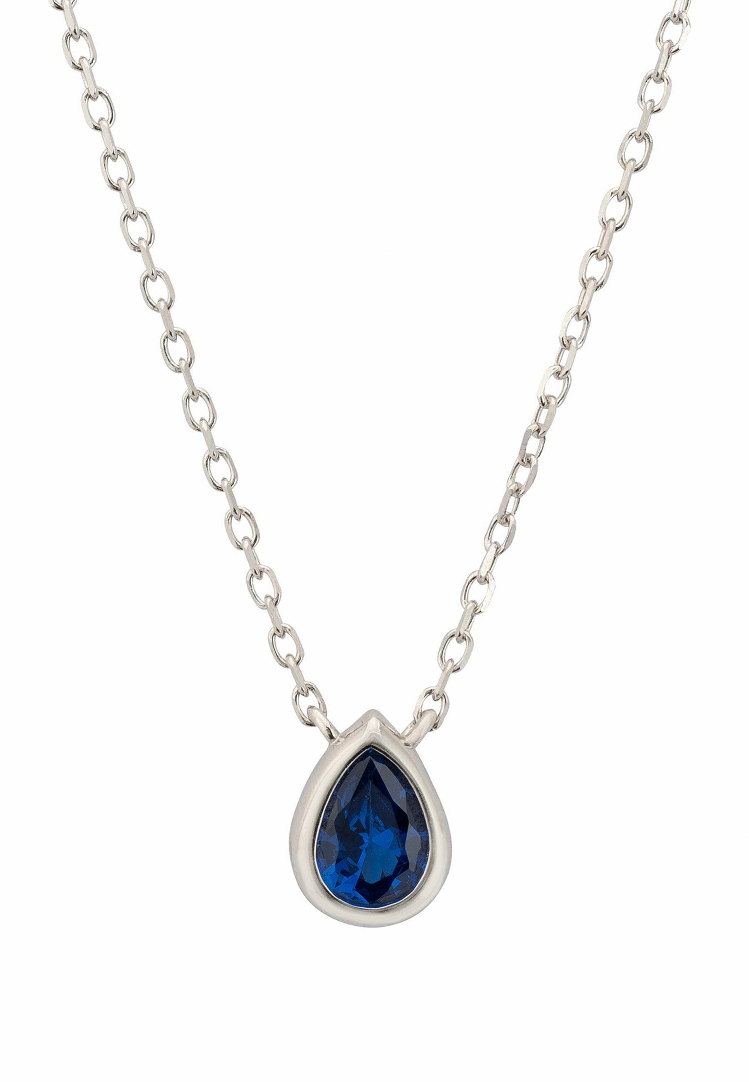 Harriett Mini Teardrop Sapphire Pendant Necklace Silver