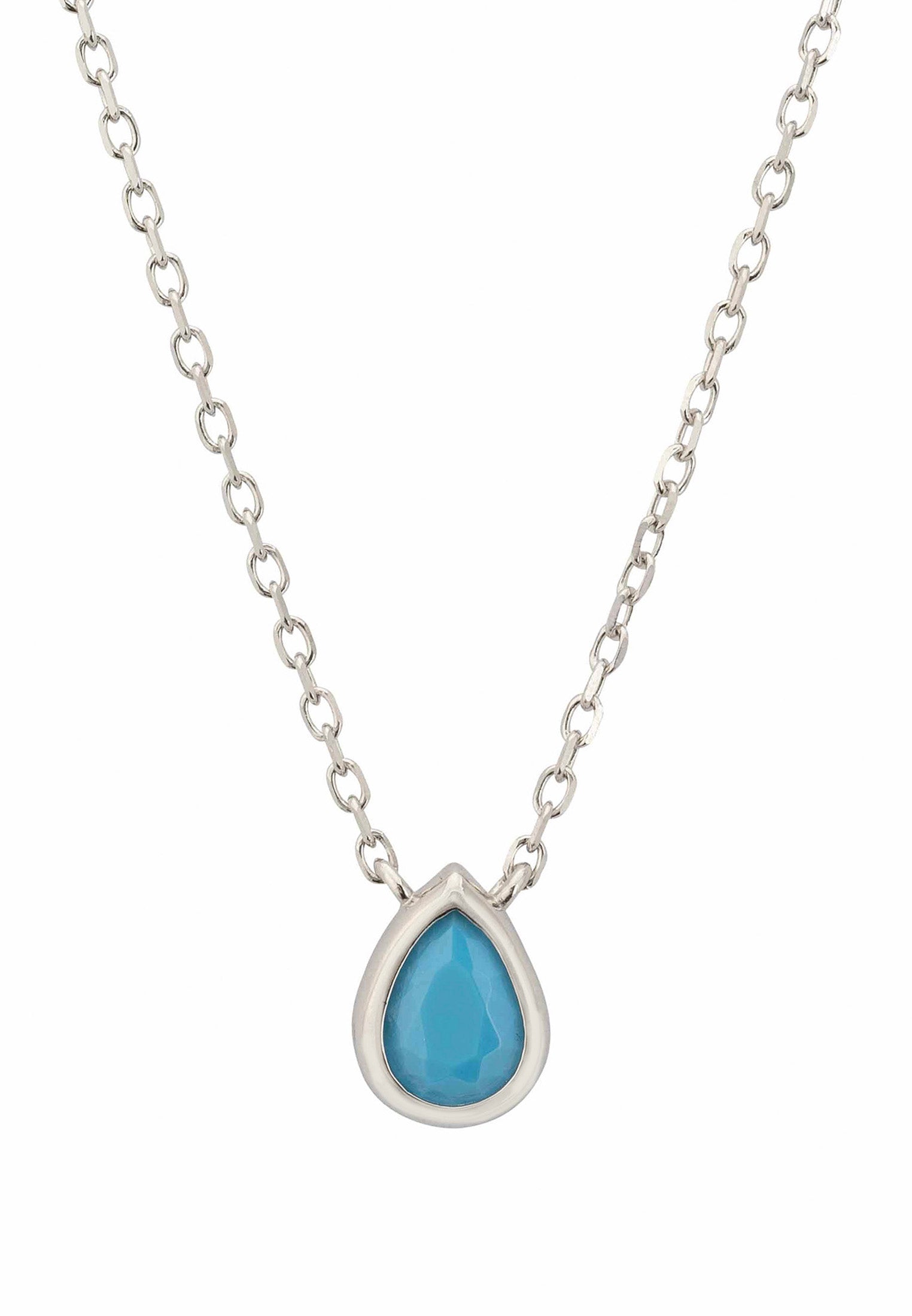Harriett Mini Teardrop Turquoise Pendant Necklace Silver