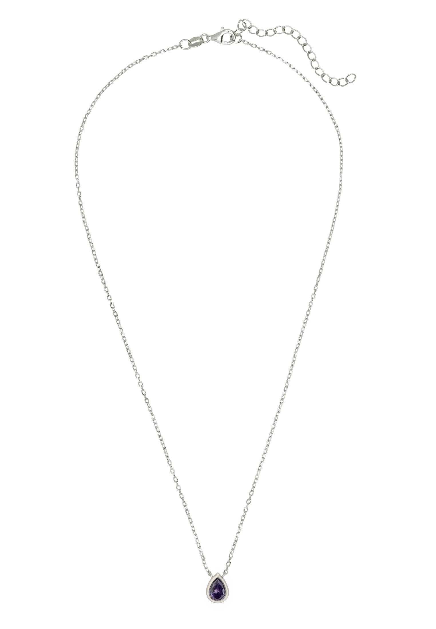 Harriett Mini Teardrop Amethyst Pendant Necklace Silver