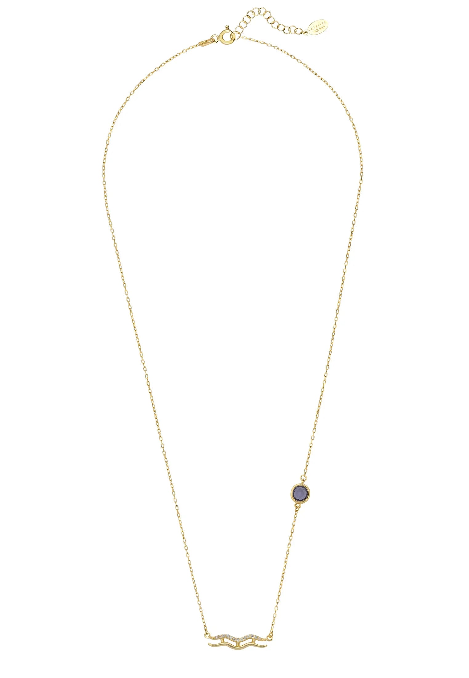 Zodiac Birthstone Aquarius Necklace Amethyst Gold
