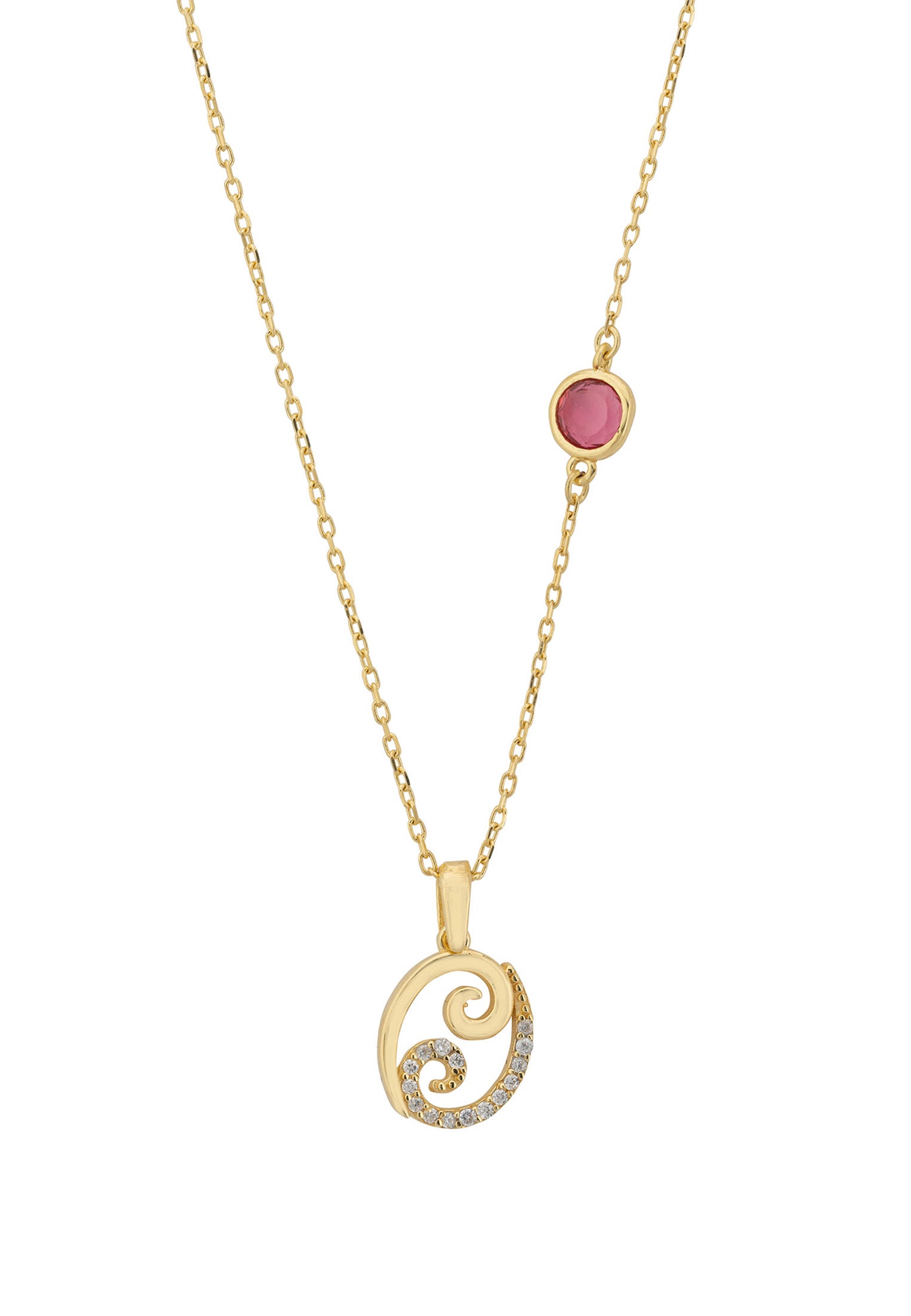 Zodiac Birthstone Cancer Necklace Ruby Gold