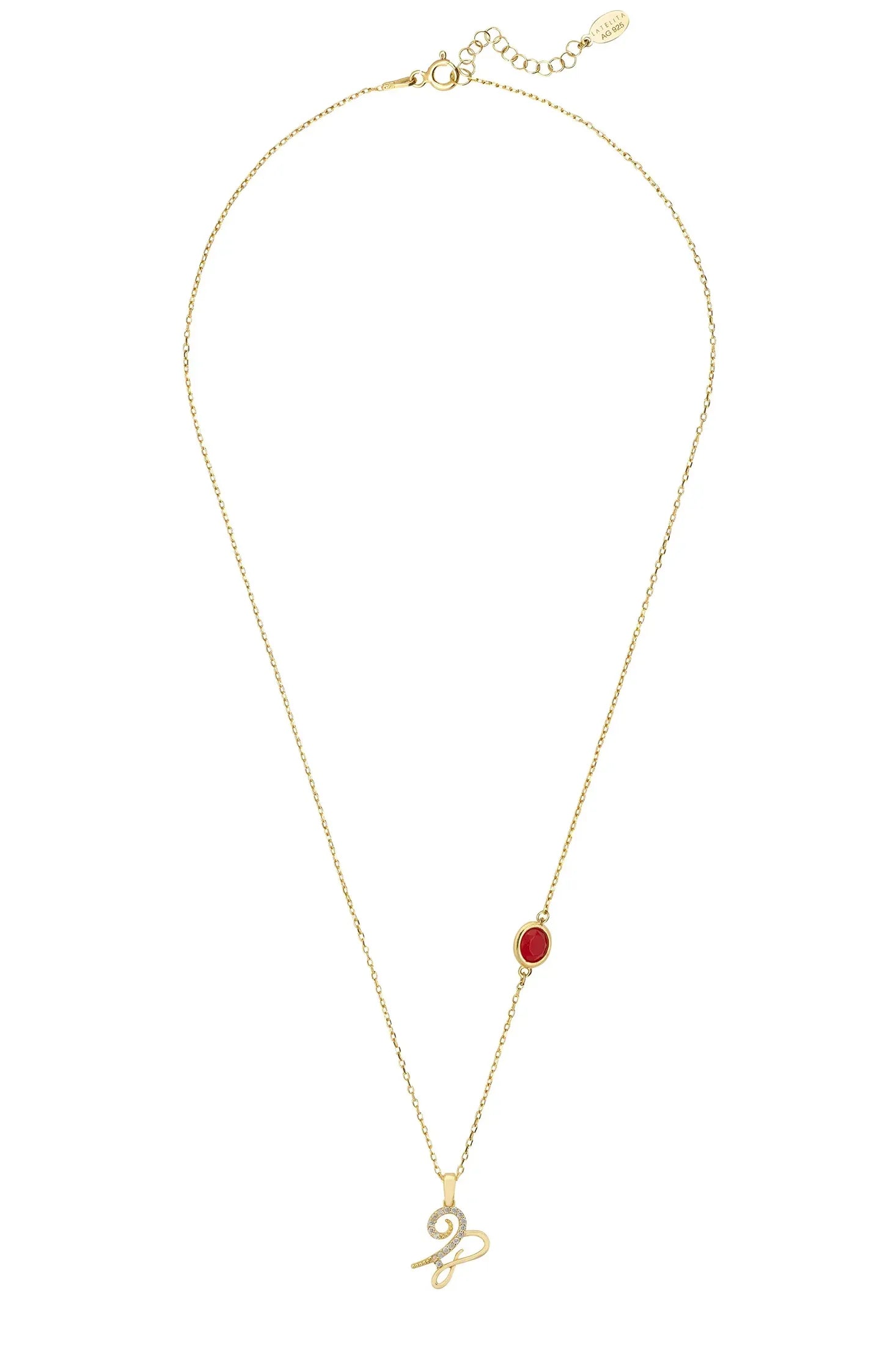 Zodiac Birthstone Capricorn Necklace Garnet Gold