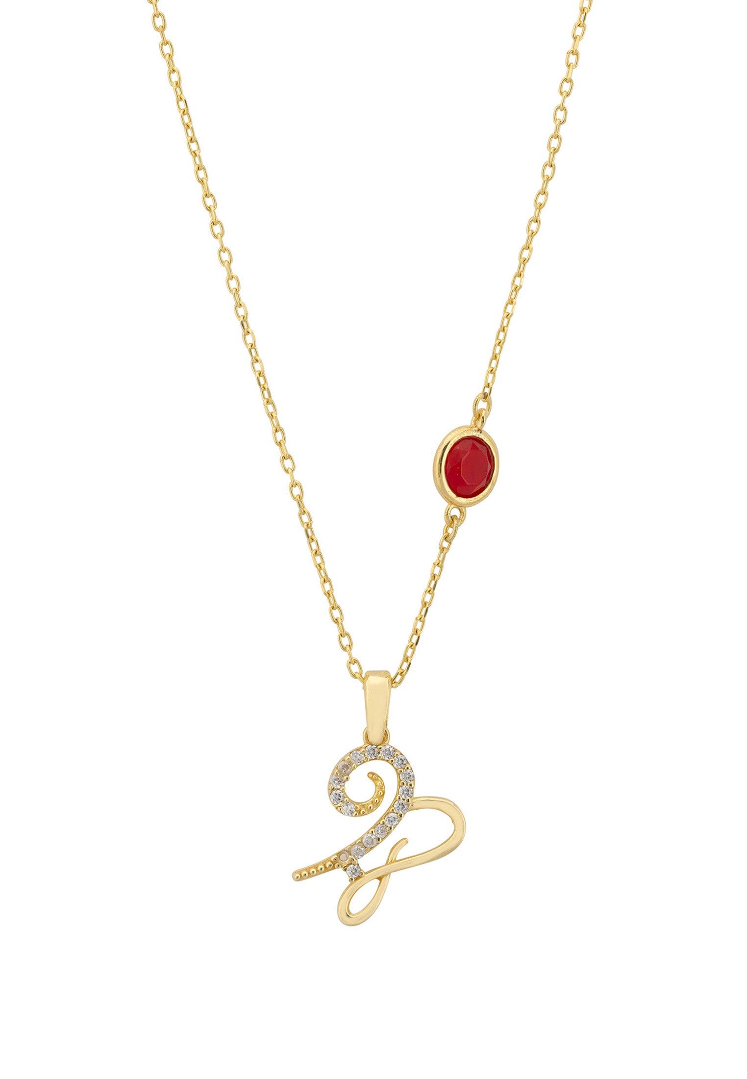 Zodiac Birthstone Capricorn Necklace Garnet Gold