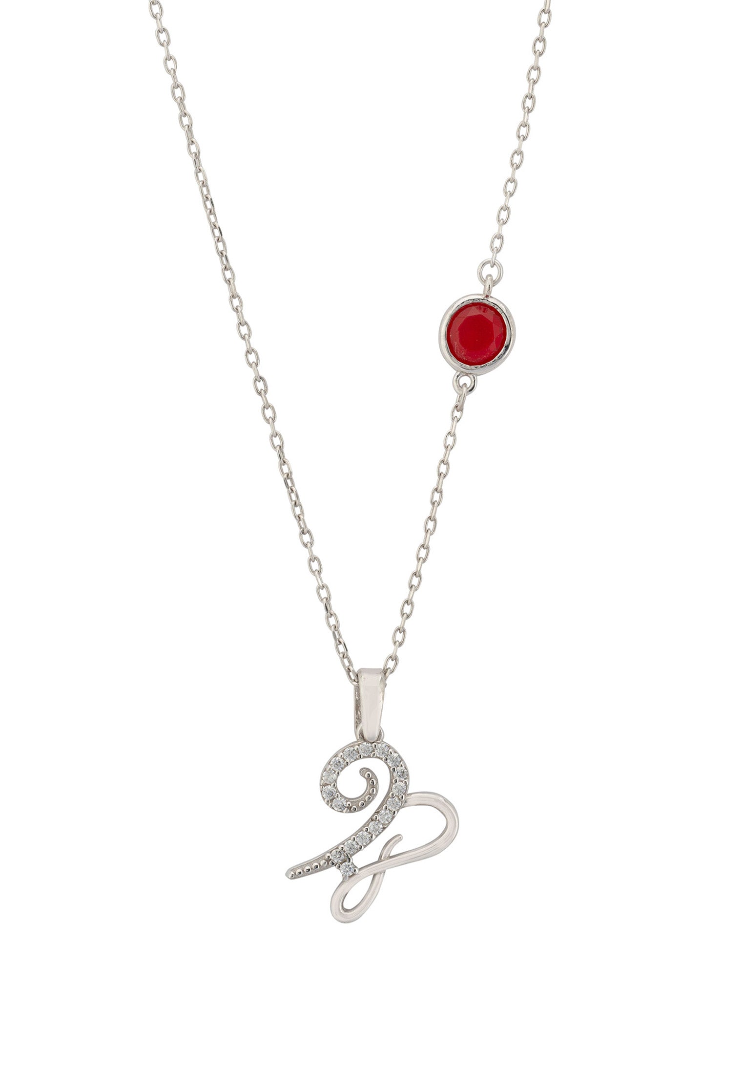 Zodiac Birthstone Capricorn Necklace Garnet Silver