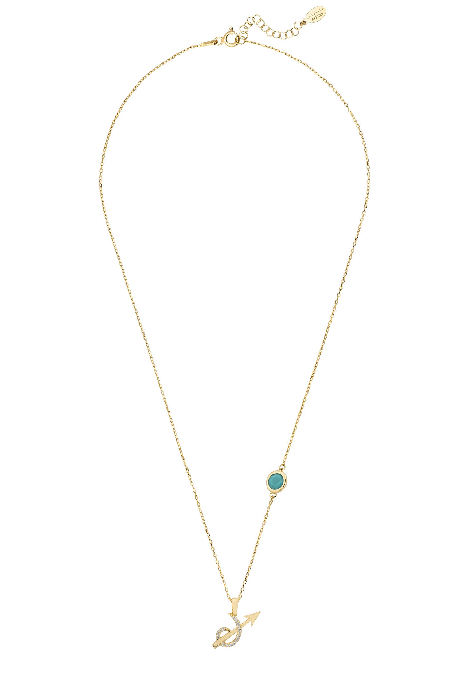Zodiac Birthstone Sagittarius Necklace Turquoise Gold