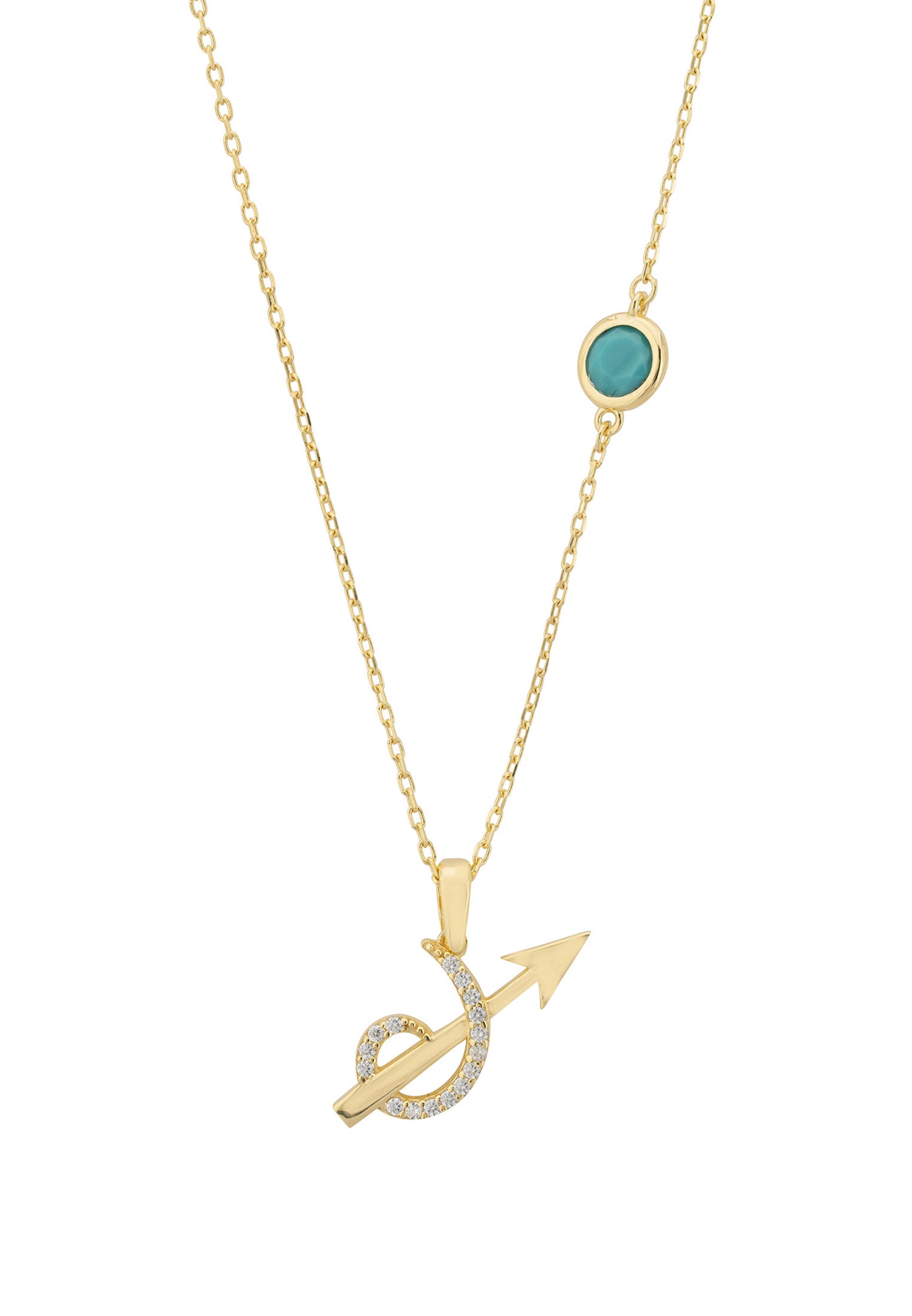 Zodiac Birthstone Sagittarius Necklace Turquoise Gold