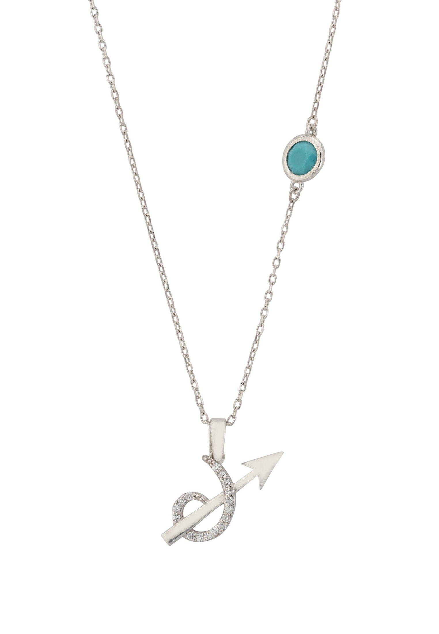 Zodiac Birthstone Sagittarius Necklace Turquoise Silver